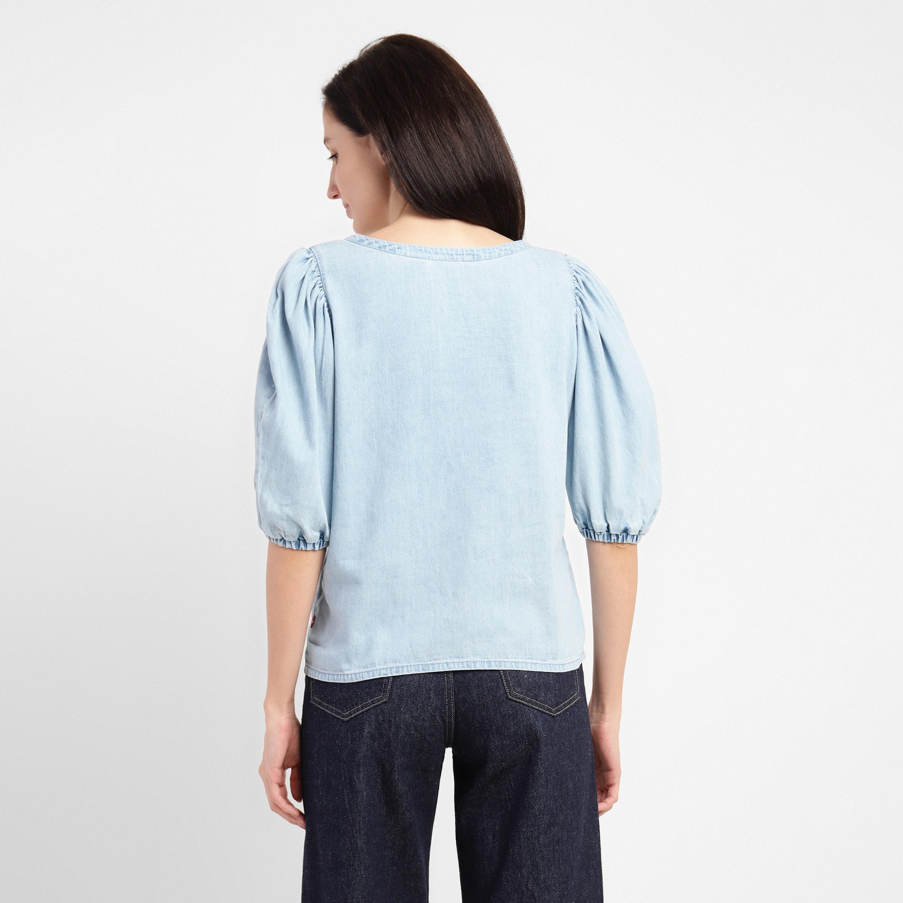 Levi's Plain Round Neck Puff Sleeves Top-women-clothing-shirtsandblouses-blouses-image-4