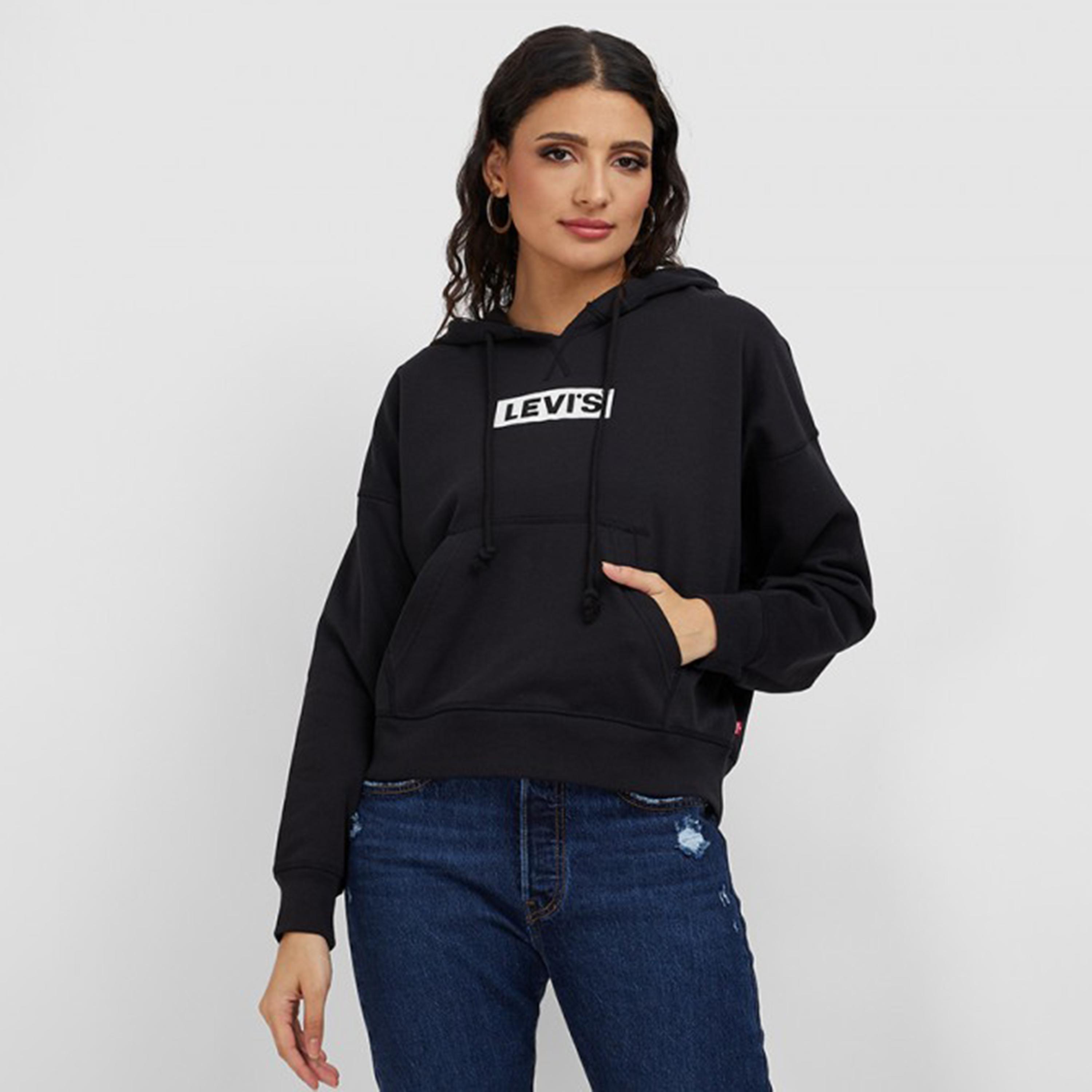 هودي من ليفايز مع مطبوع بأكمام طويلة مع جيب كانغارو-women-clothing-hoodiesandsweatshirts-hoodies-image-1