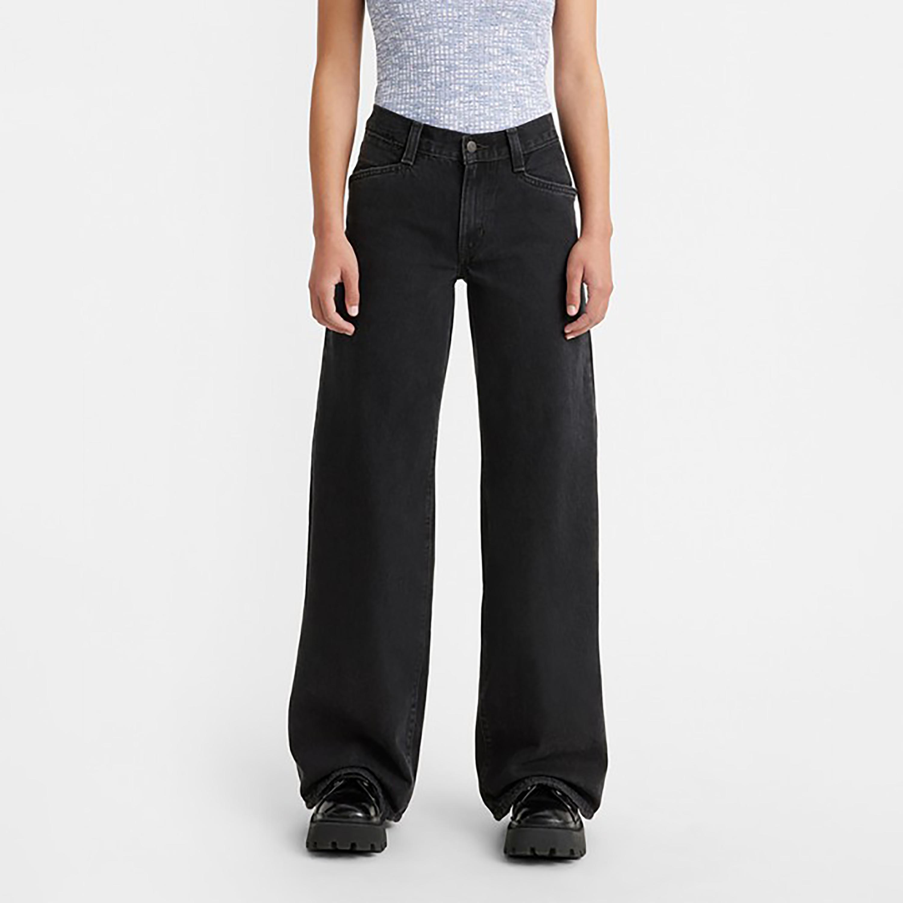 جينز باجي من ليفايز 94 بلون اسود ذو باجي فيت ميد رايز مع واسع الساق-women-clothing-bottoms-jeans-image-1