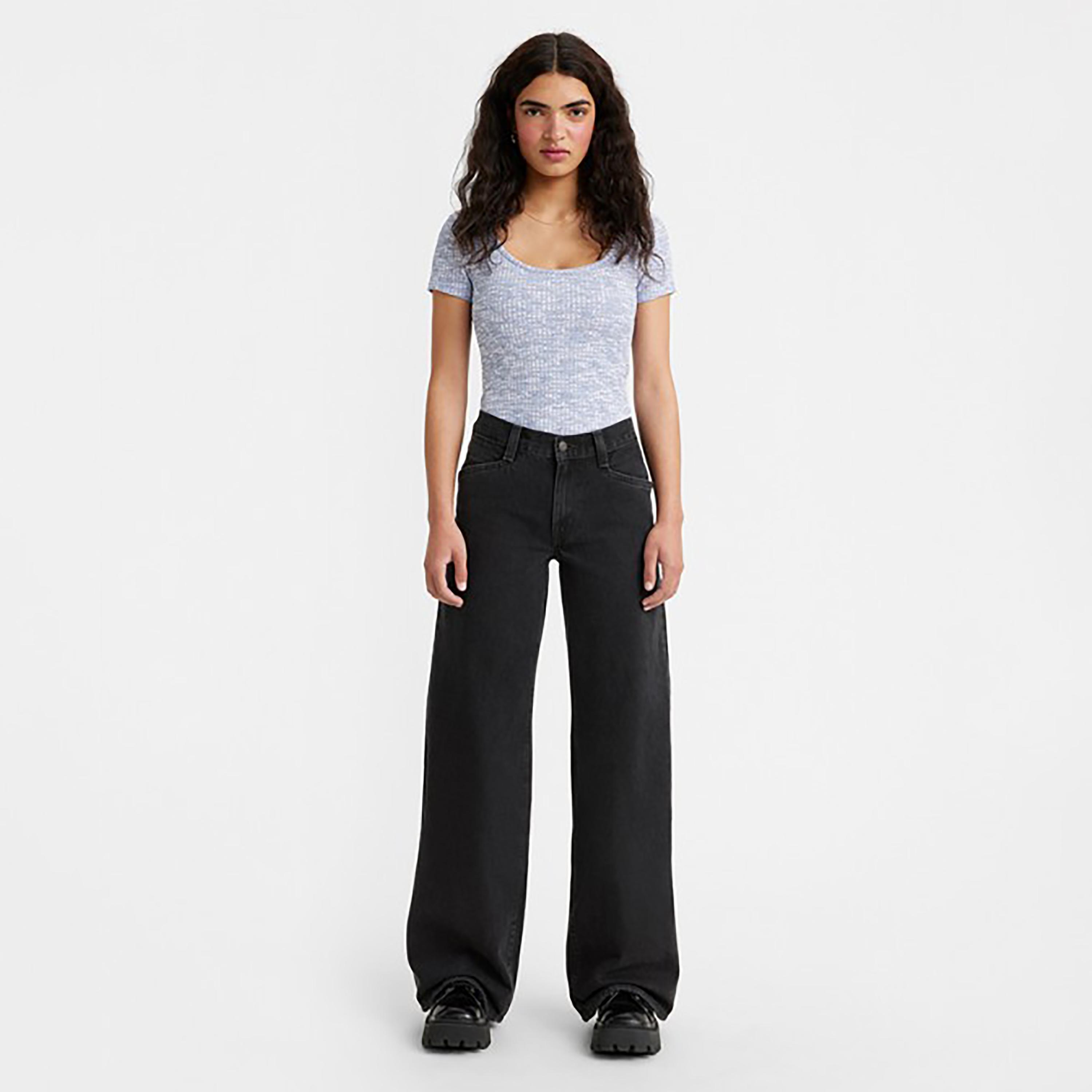 جينز باجي من ليفايز 94 بلون اسود ذو باجي فيت ميد رايز مع واسع الساق-women-clothing-bottoms-jeans-image-3