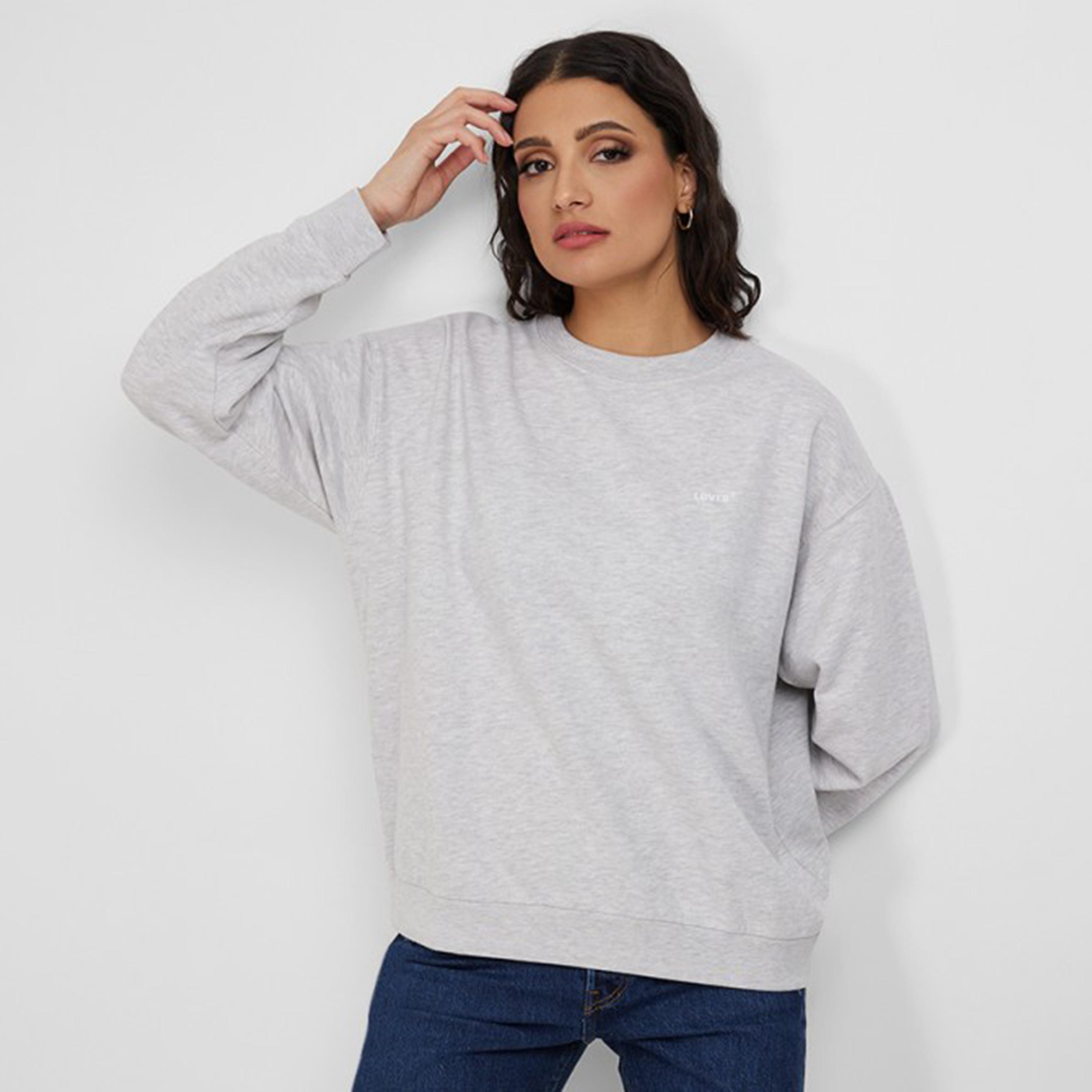 سويت شيرت من ليفايز سادة بأكمام طويلة وياقة مستديرة-women-clothing-hoodiesandsweatshirts-hoodies-image-1