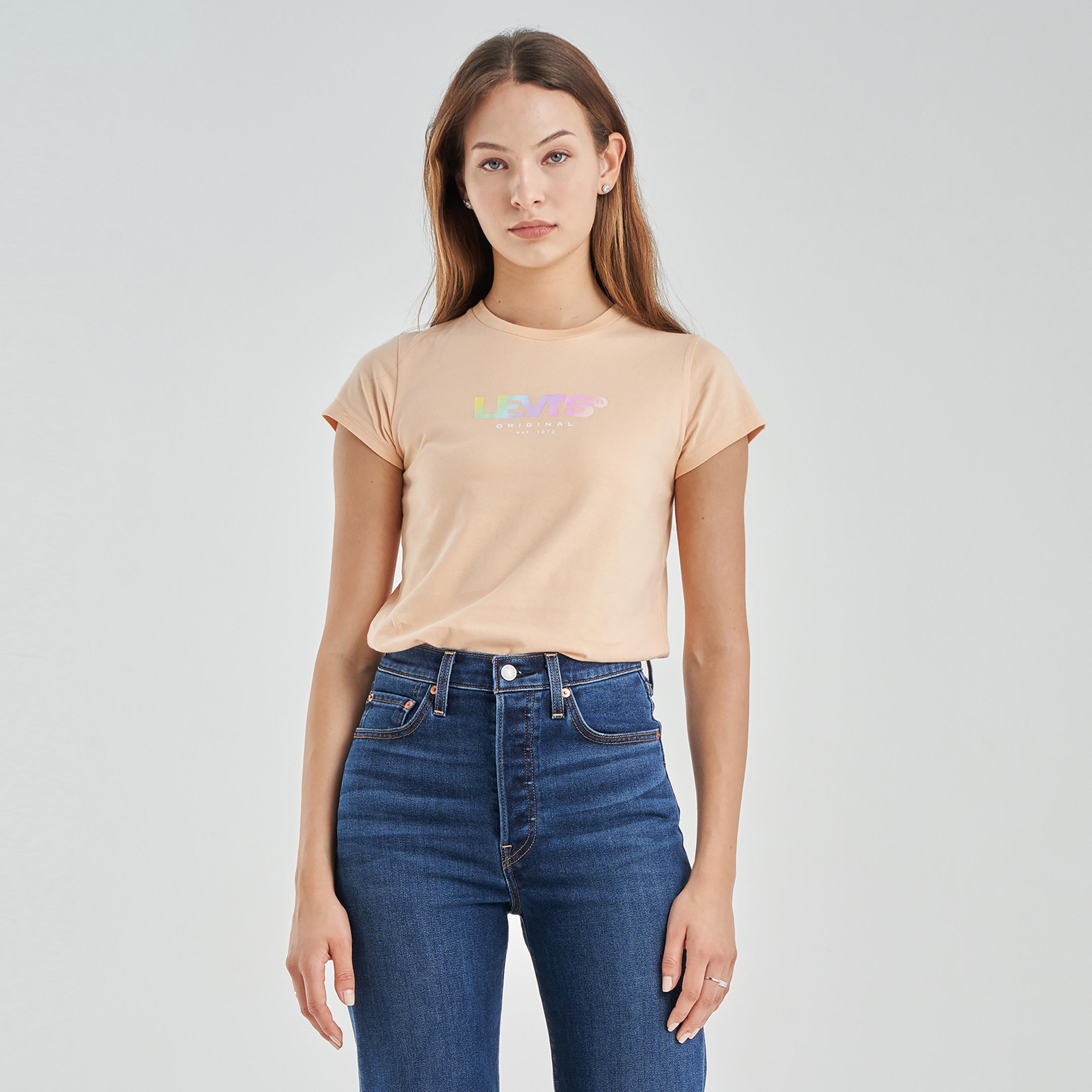 تيشيرت ليفايز بأكمام قصيرة وياقة دائرية مع مطبوع-women-clothing-tshirts-image-1