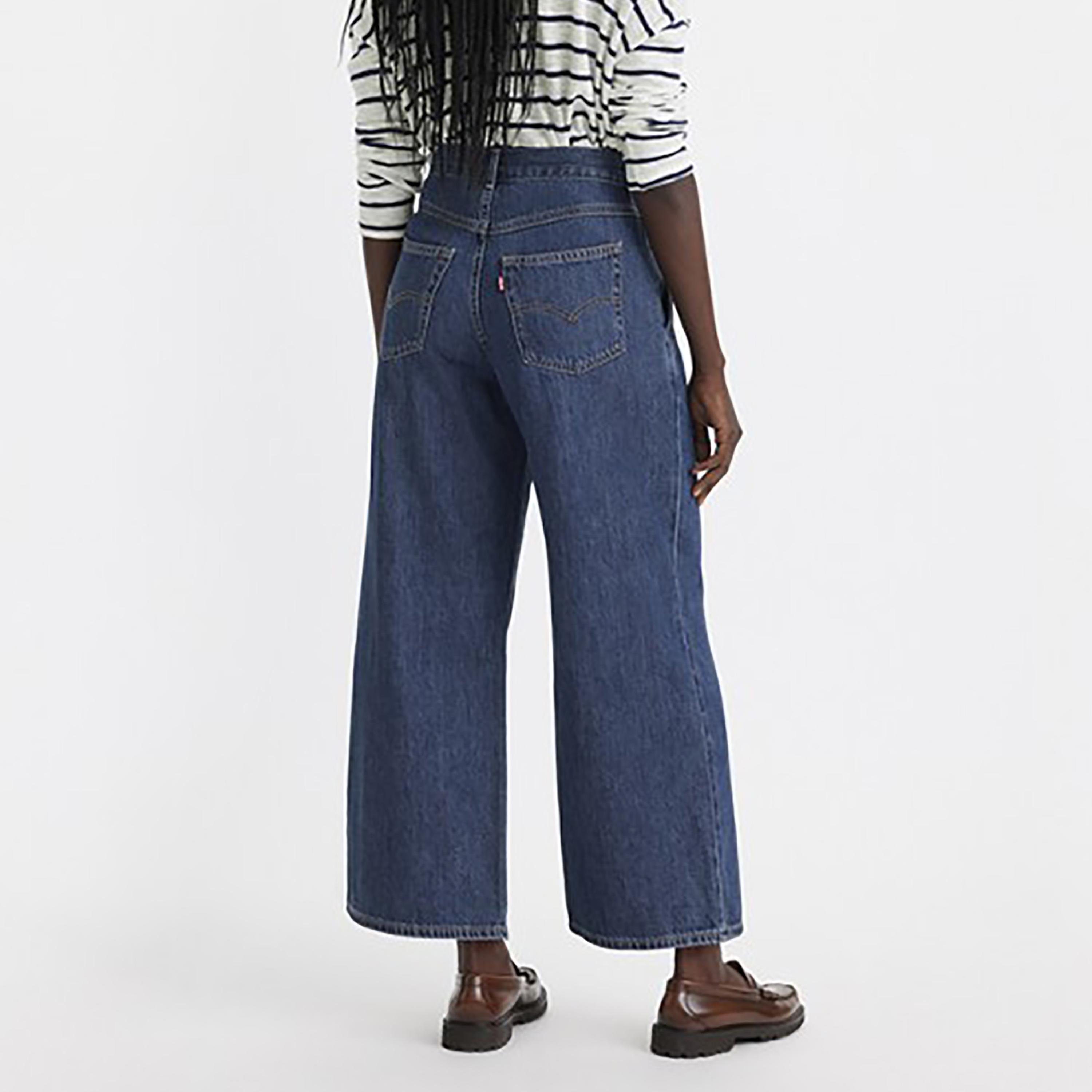 Levi's Blue Baggy Fit Mid-Rise Pleated Baggy Jeans-women-clothing-bottoms-jeans-image-2