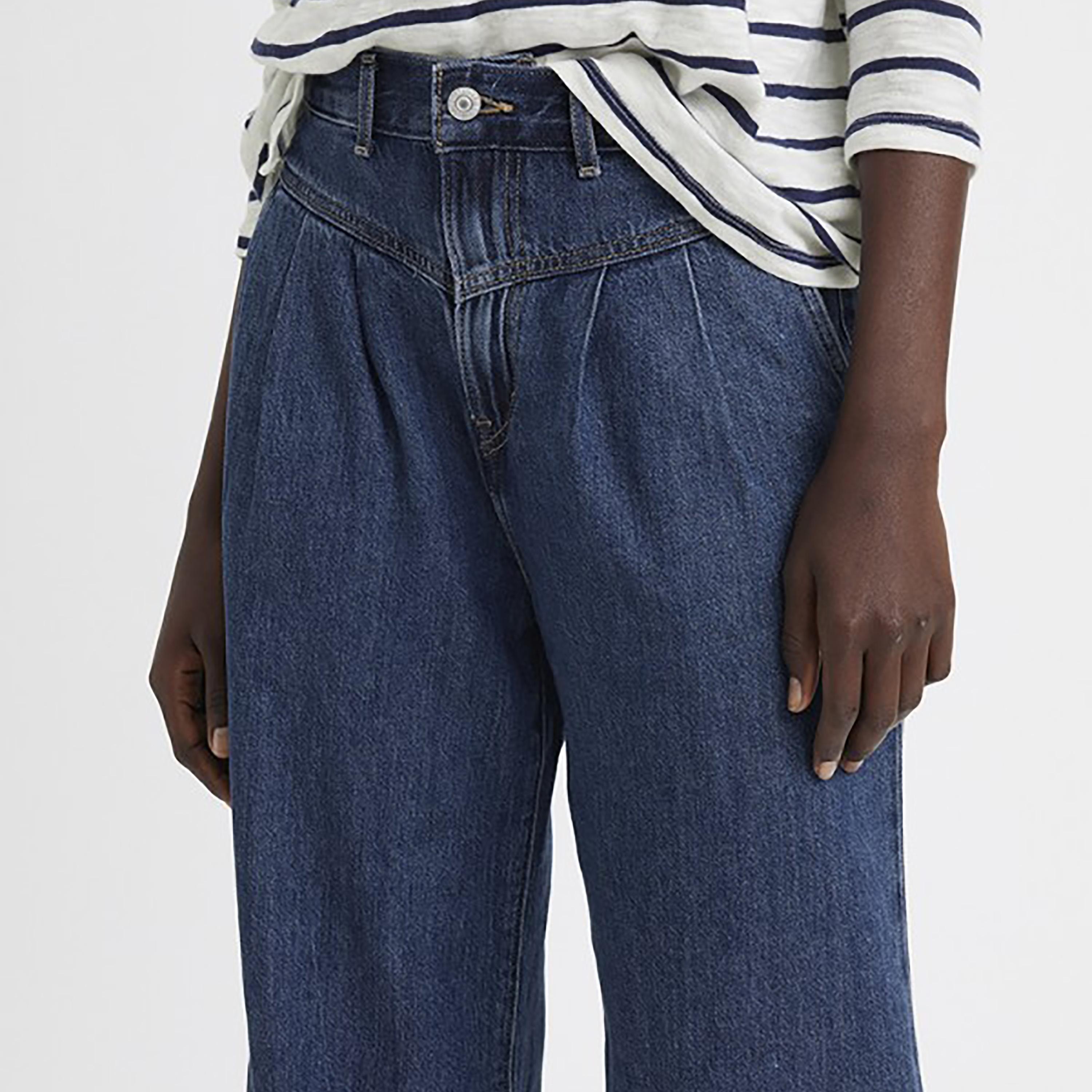 Levi's Blue Baggy Fit Mid-Rise Pleated Baggy Jeans-women-clothing-bottoms-jeans-image-3