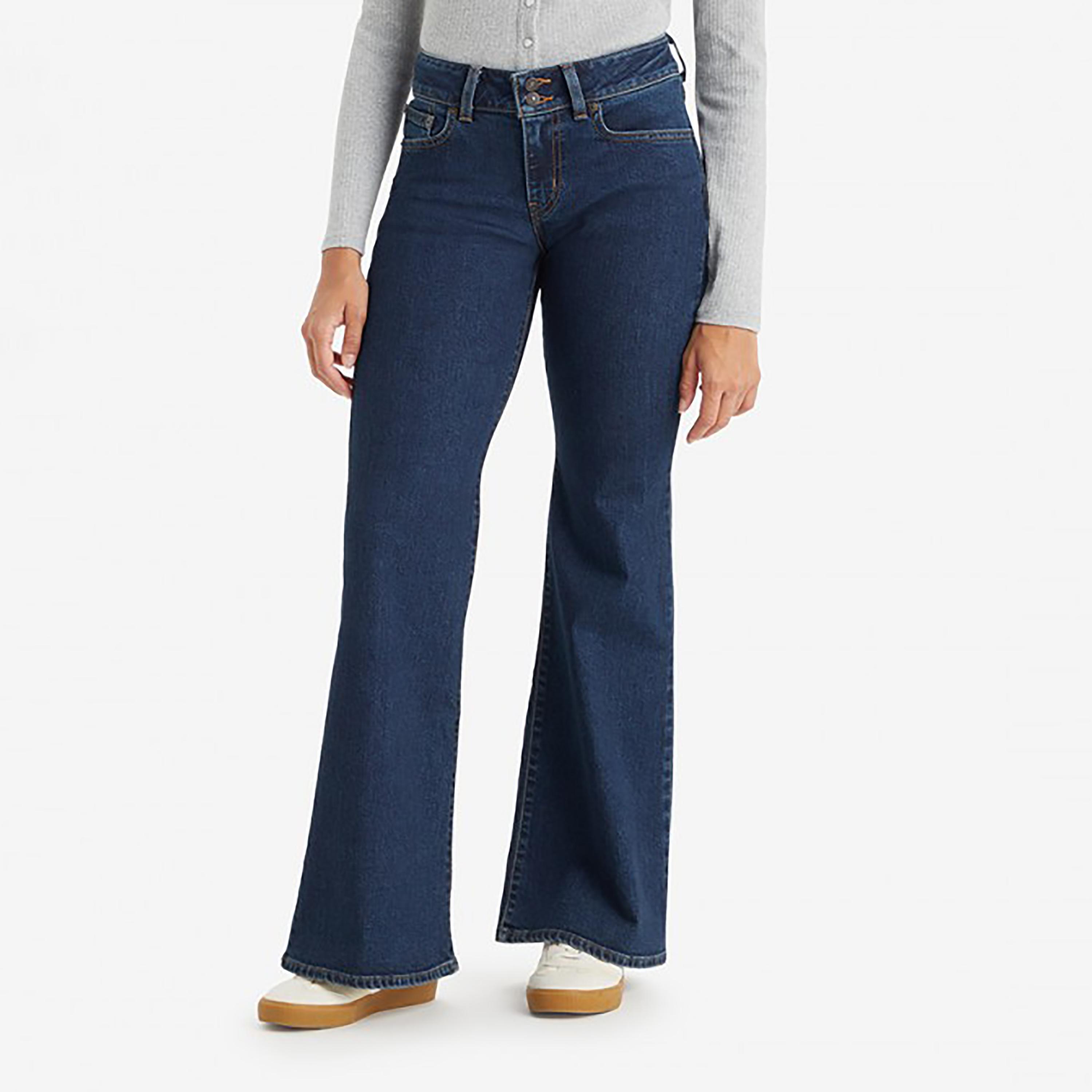 Levi's Blue Wide Fit Mid-Rise Wide Leg Jeans-women-clothing-bottoms-jeans-image-1