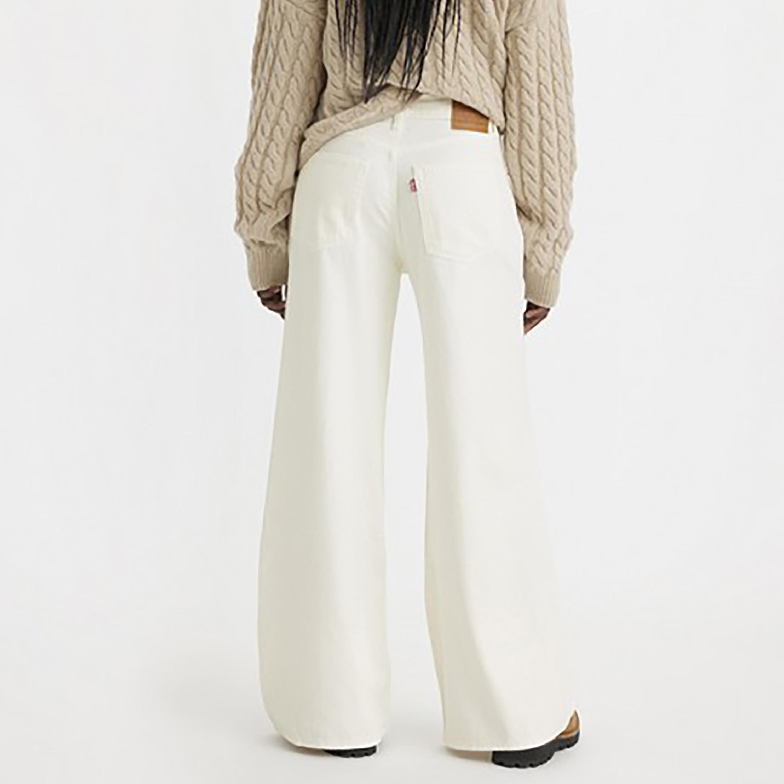 Levi's White Wide Fit Mid-Rise Pleated Baggy Jeans-women-clothing-bottoms-jeans-image-2