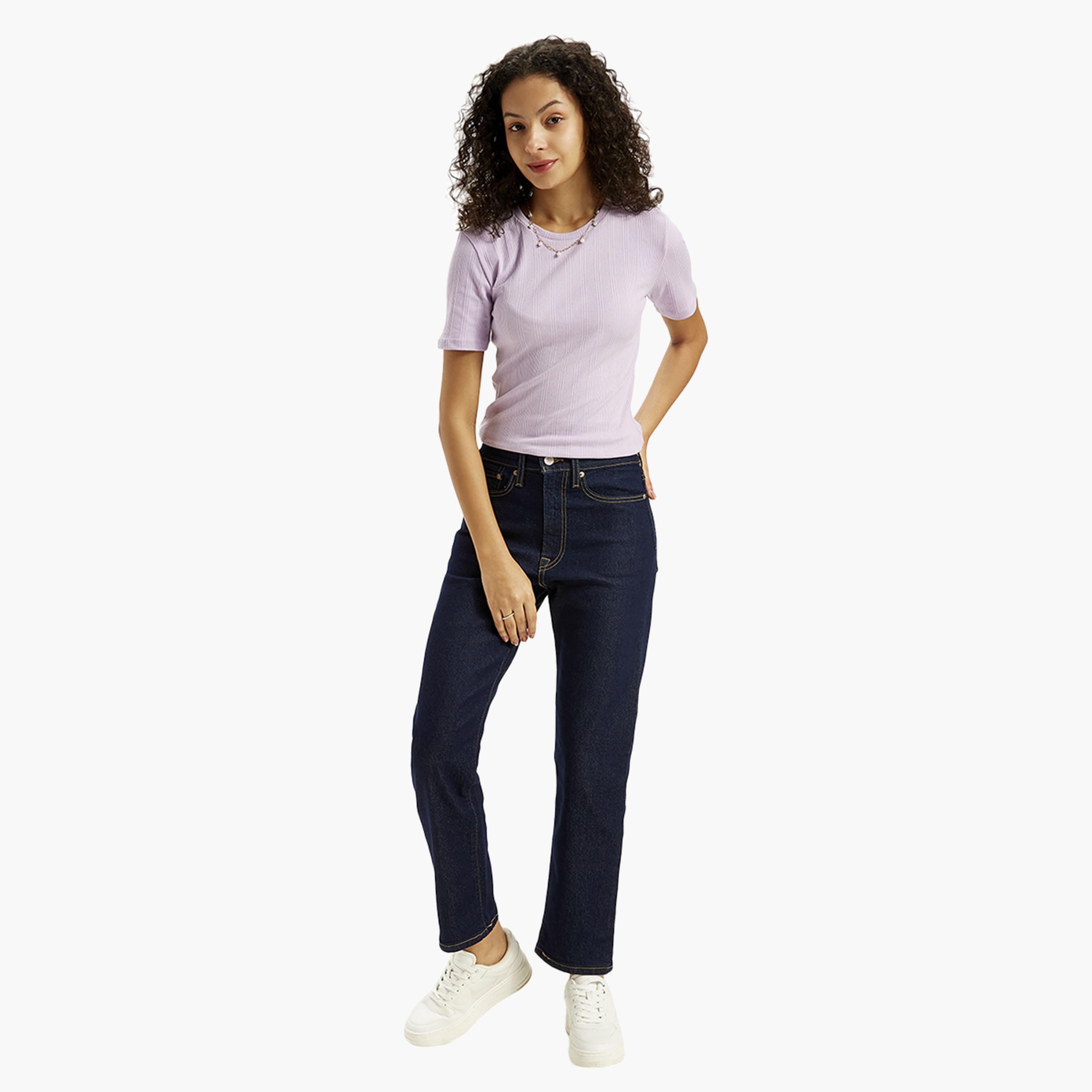 ليفايز- بنطلون جينز نسائي بخصر مرتفع وقصة مستقيمة باللون الأزرق الداكن-women-clothing-bottoms-jeans-image-5