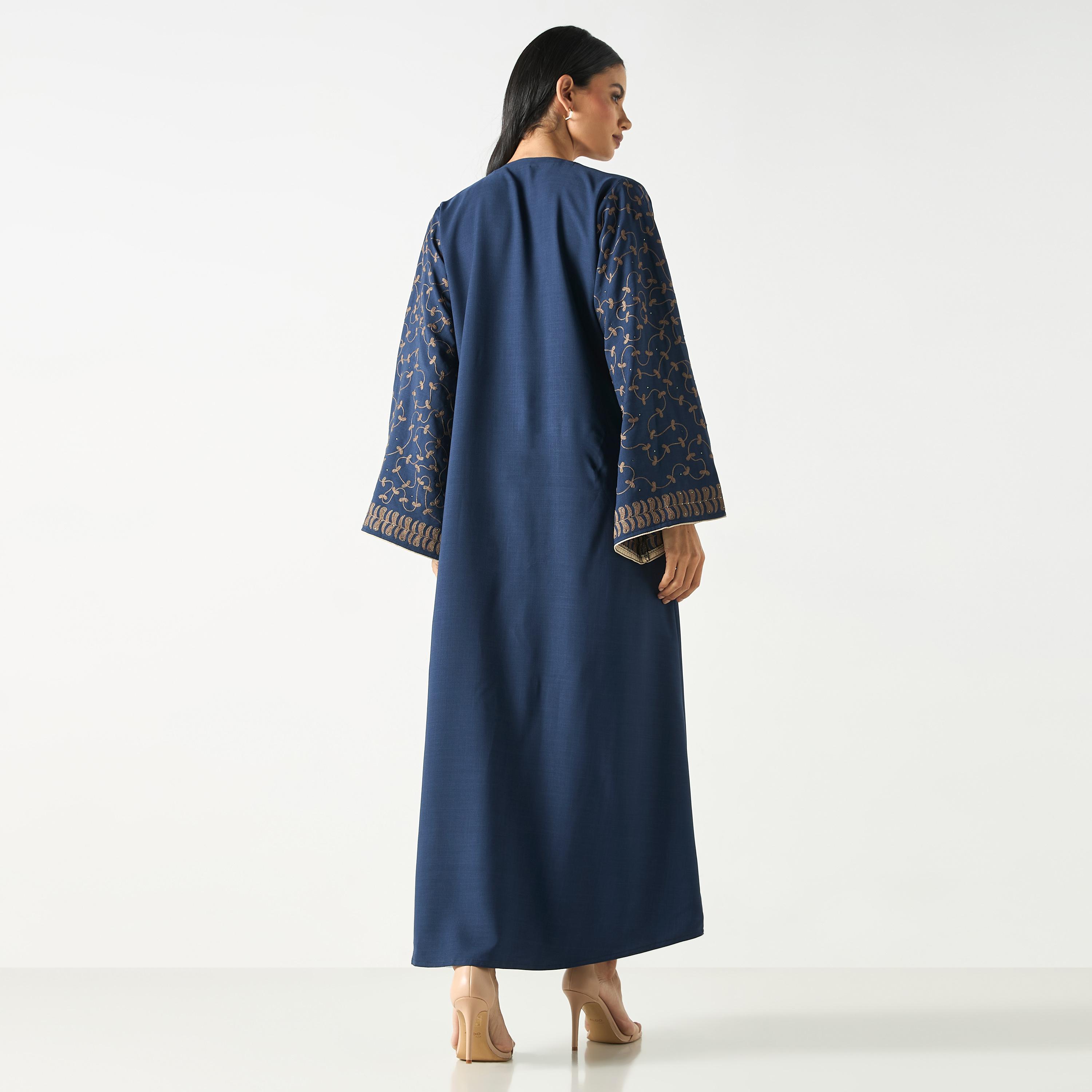 Hadiyath Al Madinah Embroidered Abaya with Hijab-women-arabicclothing-abayas-image-5