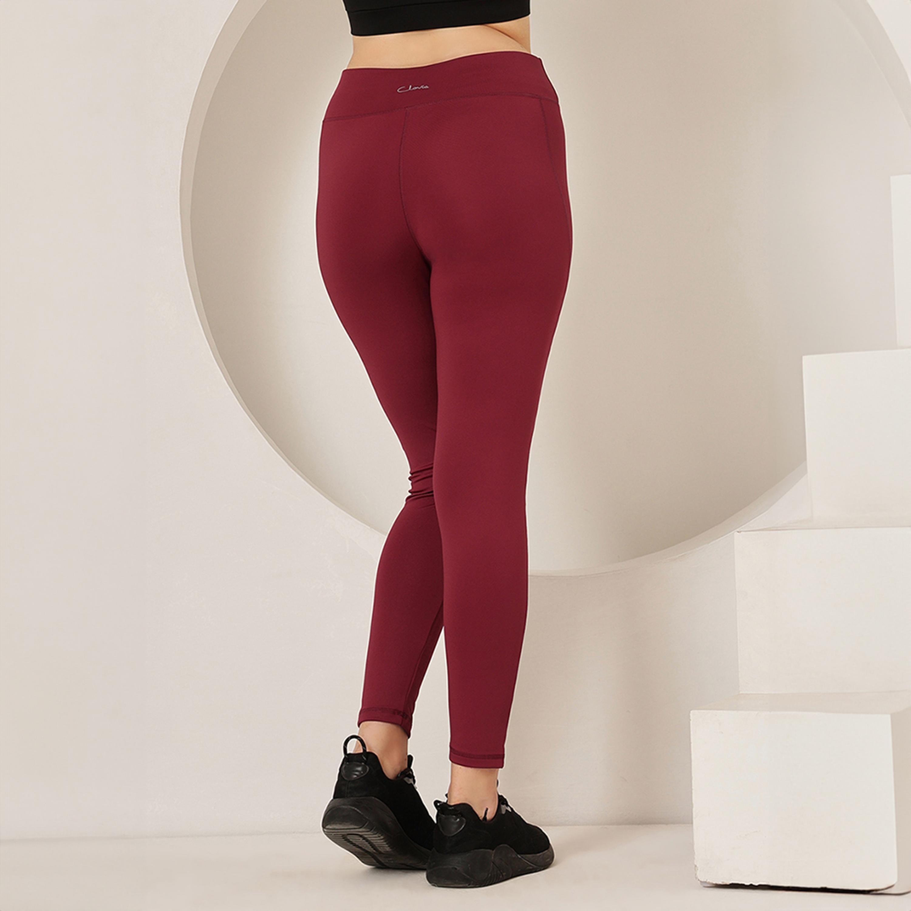 سروال رياضي ضيق بخصر مرتفع - ماروني من كلوفيا-women-clothing-bottoms-leggings-image-3