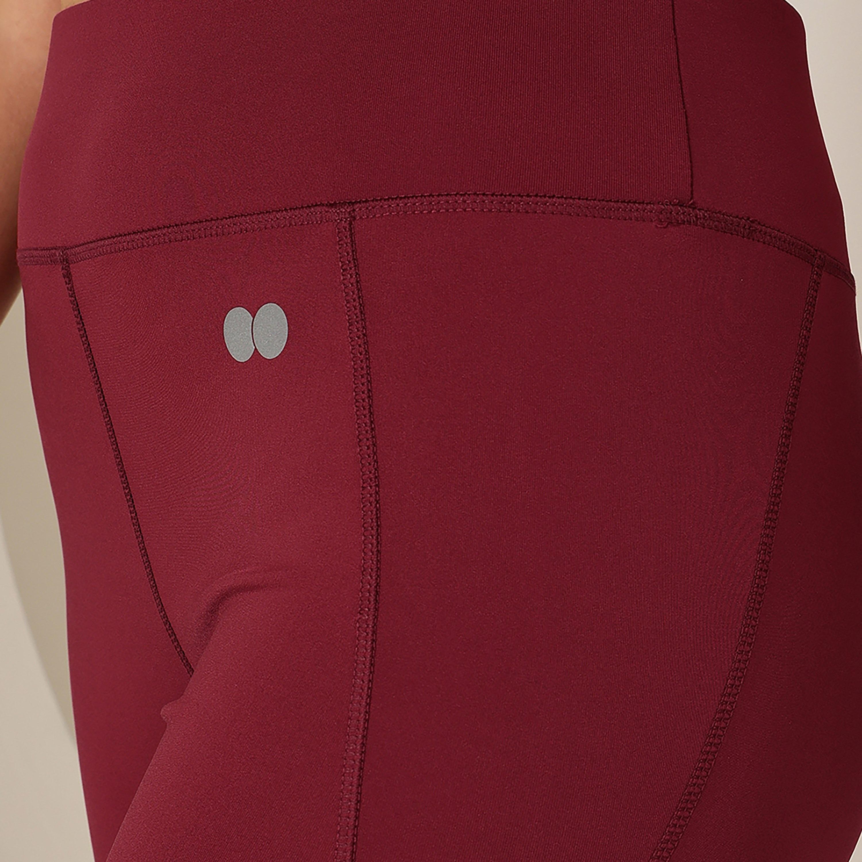 Clovia High Rise Women's Active Tights in Maroon-women-clothing-bottoms-leggings-image-5