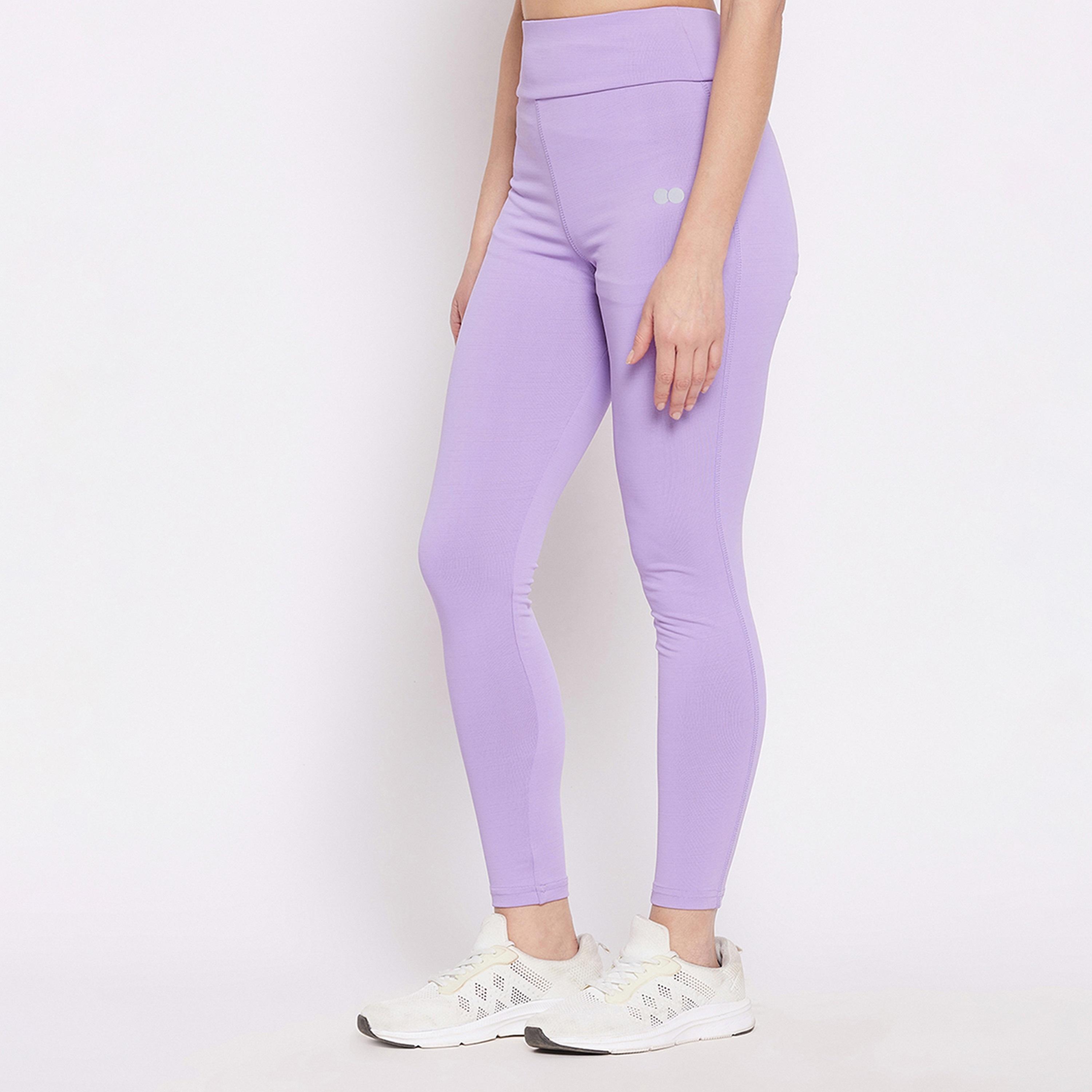 Clovia Snug Fit Women's Active High-Rise Tights in Lavender-women-clothing-sportswearandactivewear-bottoms-image-3