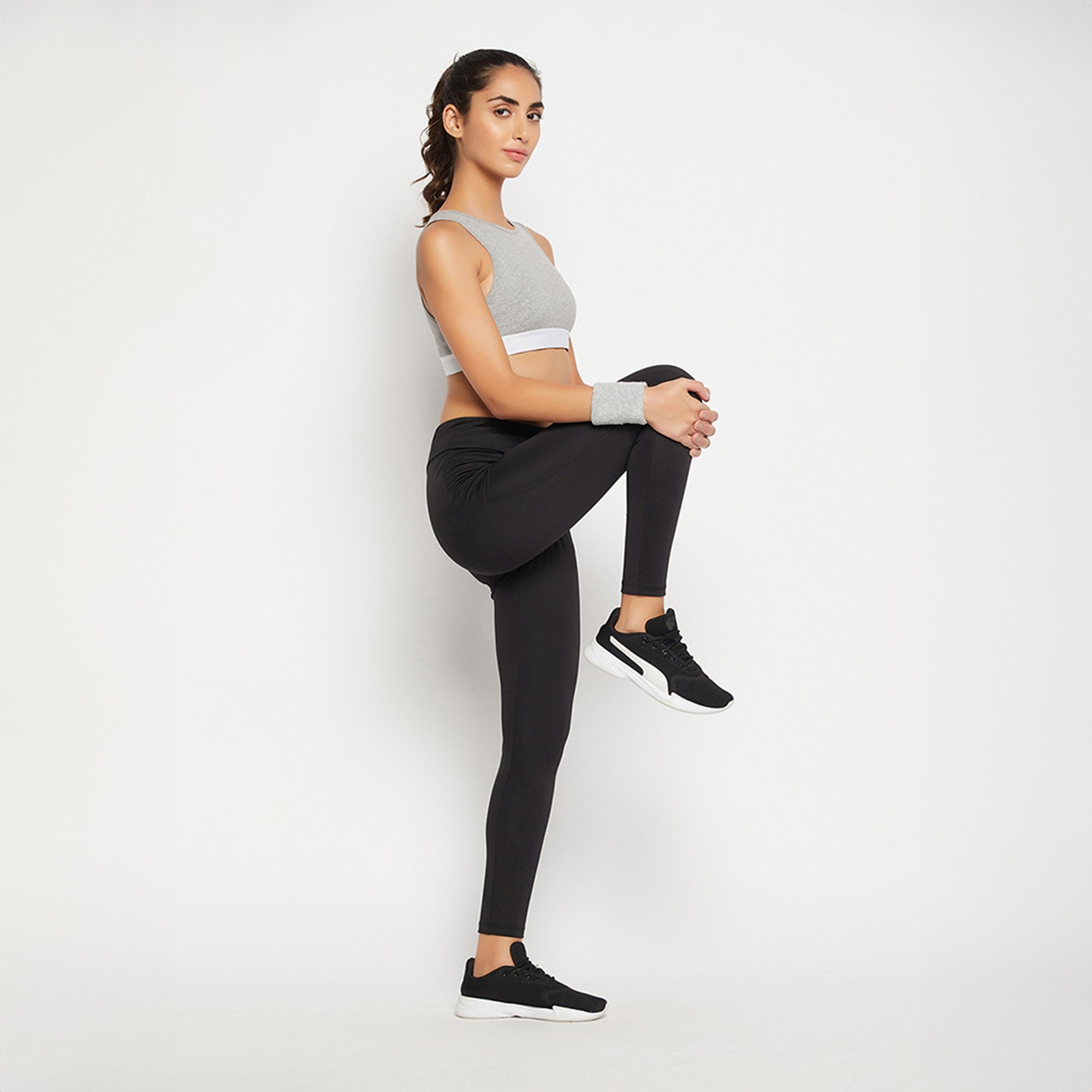 Clovia Snug-Fit High-Rise Women's Active Tights in Black-women-clothing-sportswearandactivewear-bottoms-leggings-image-2
