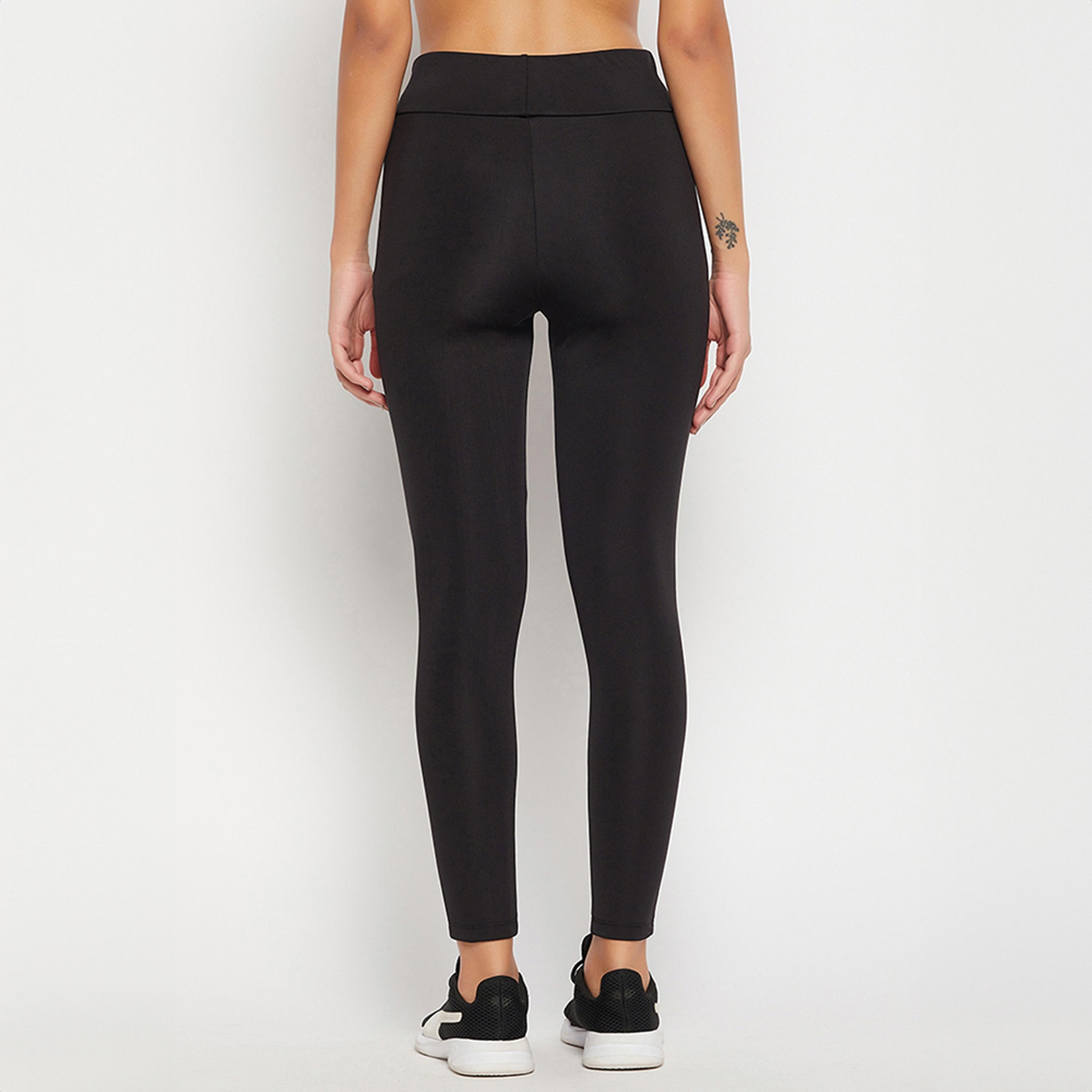 Clovia Snug-Fit High-Rise Women's Active Tights in Black-women-clothing-sportswearandactivewear-bottoms-leggings-image-5
