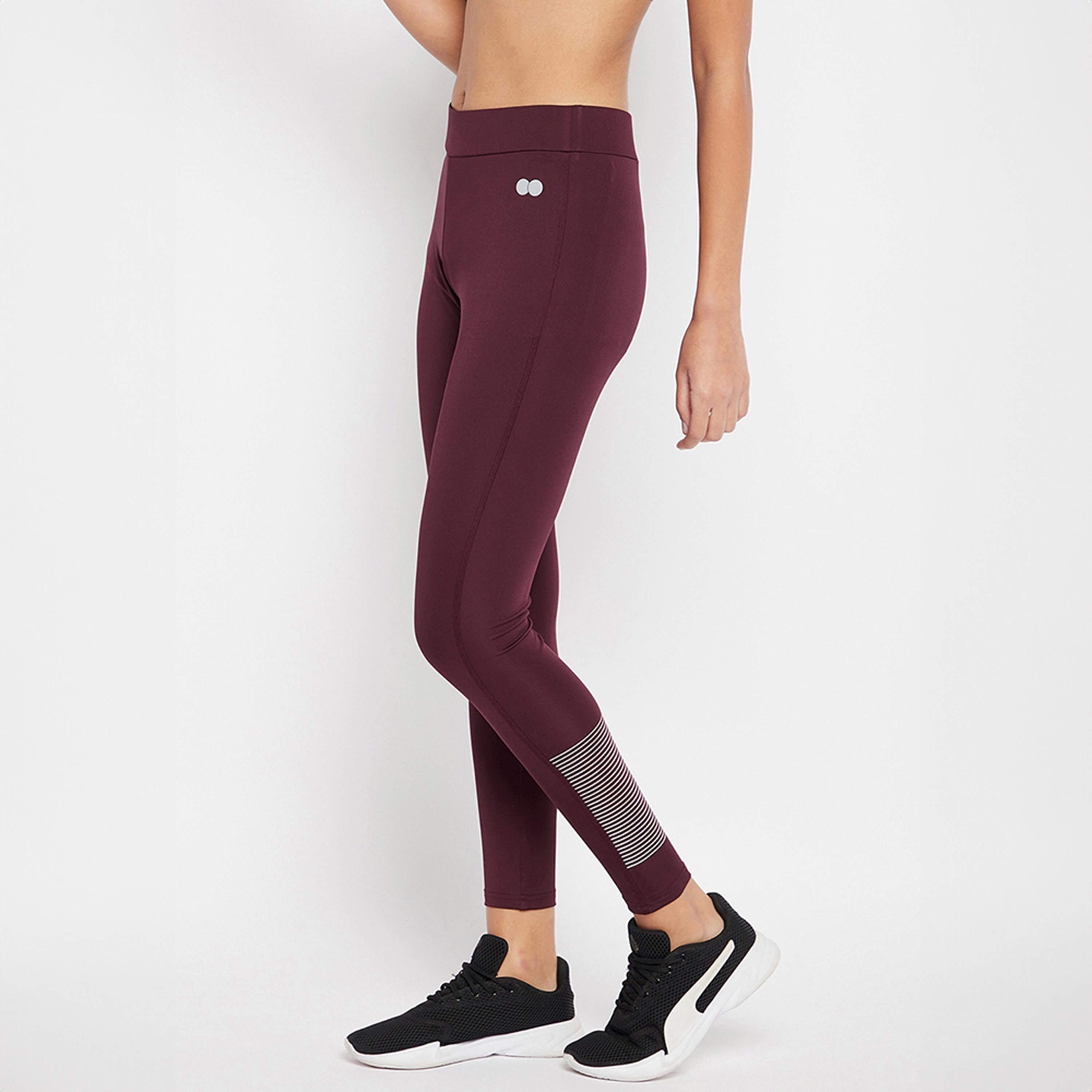Clovia Snug Fit High Rise Women's Active Tights in Plum Colour-women-clothing-bottoms-leggings-image-4