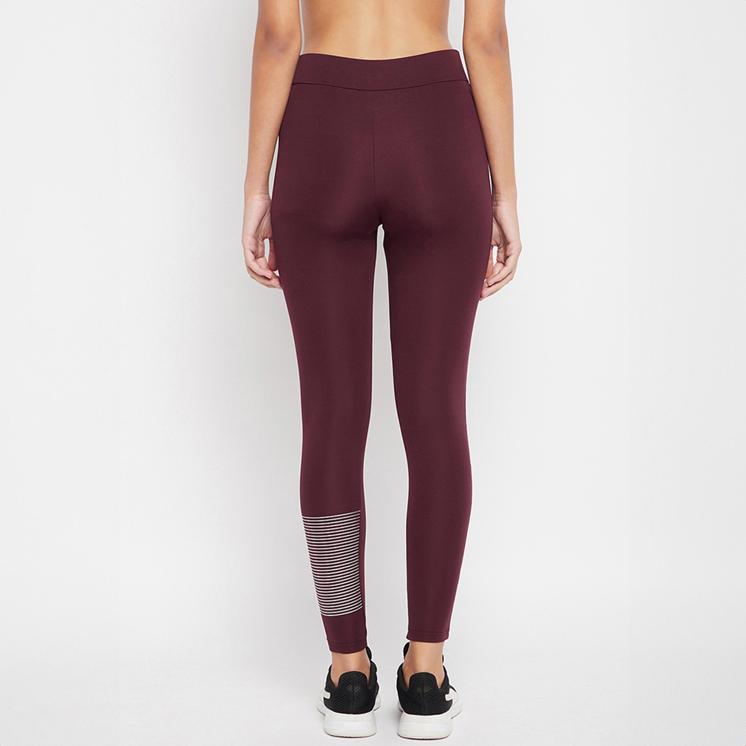 Clovia Snug Fit High Rise Women's Active Tights in Plum Colour-women-clothing-sportswearandactivewear-bottoms-leggings-image-5
