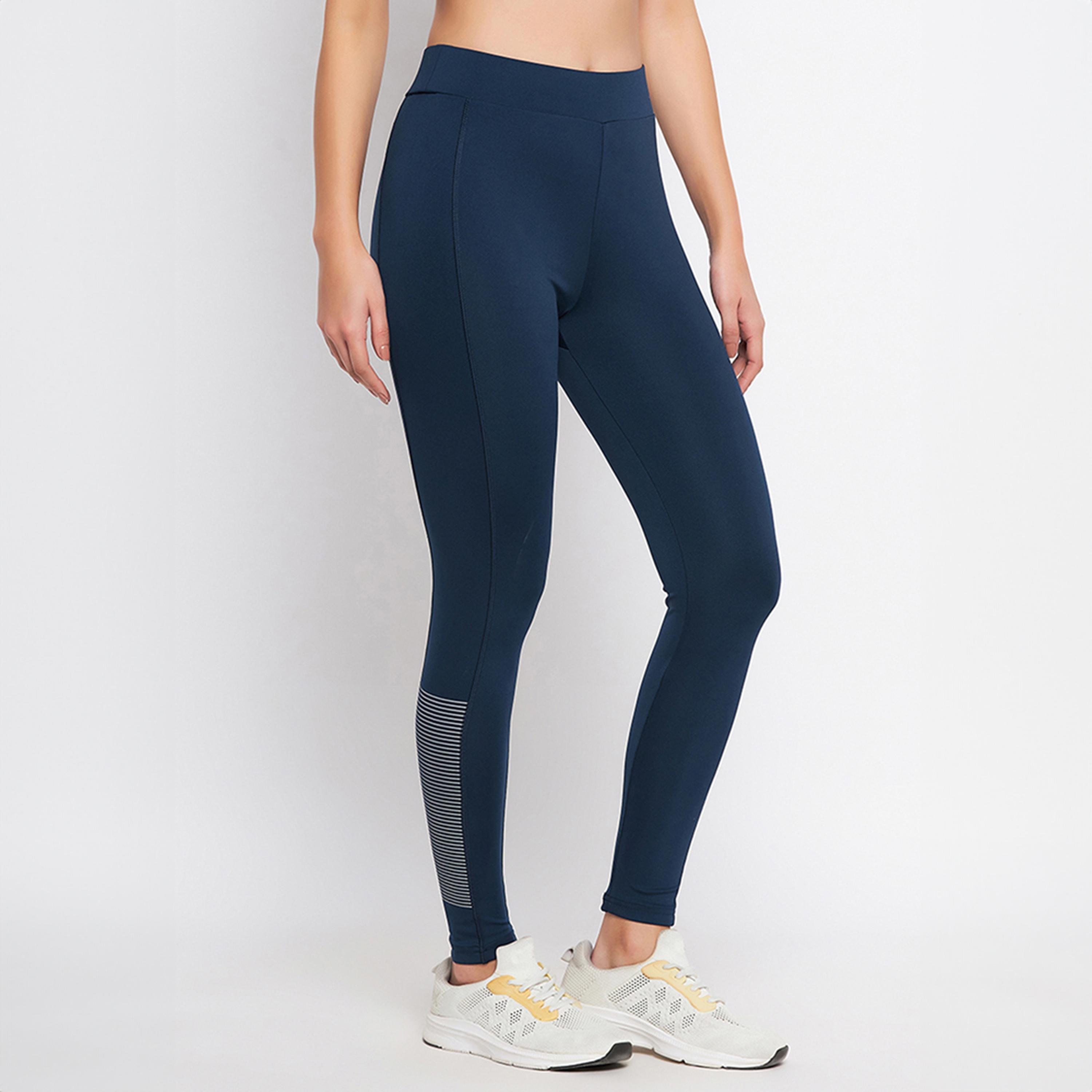 Clovia Women's Active Ankle Length Tights in Teal Blue-women-clothing-bottoms-leggings-image-3