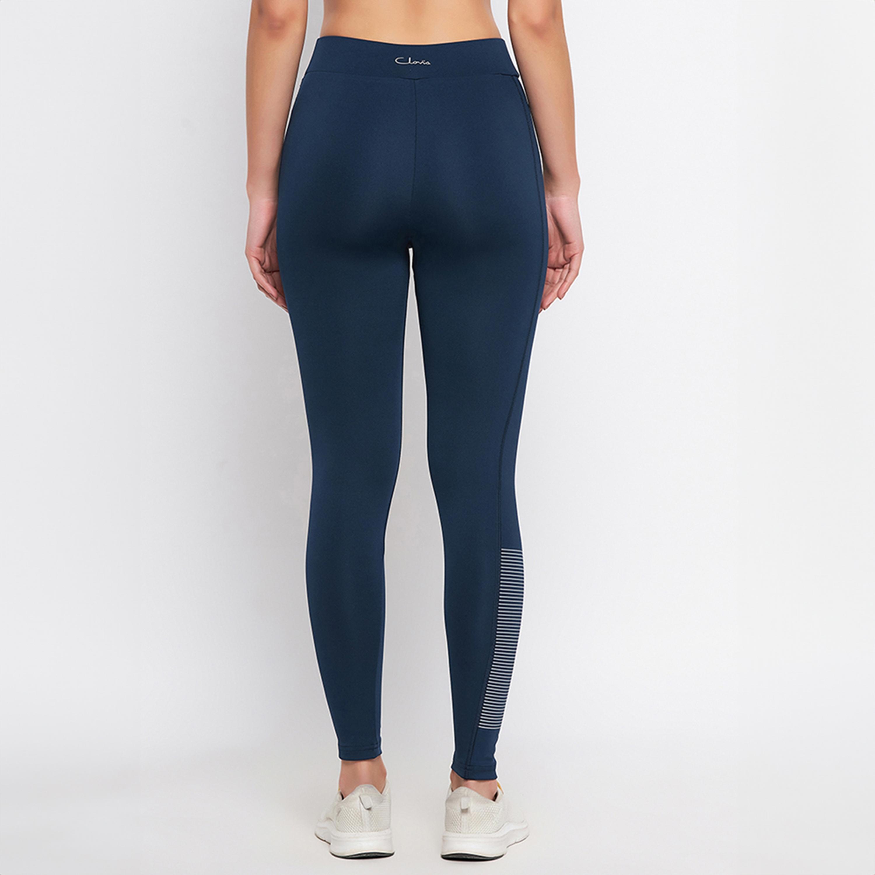 Clovia Women's Active Ankle Length Tights in Teal Blue-women-clothing-bottoms-leggings-image-5