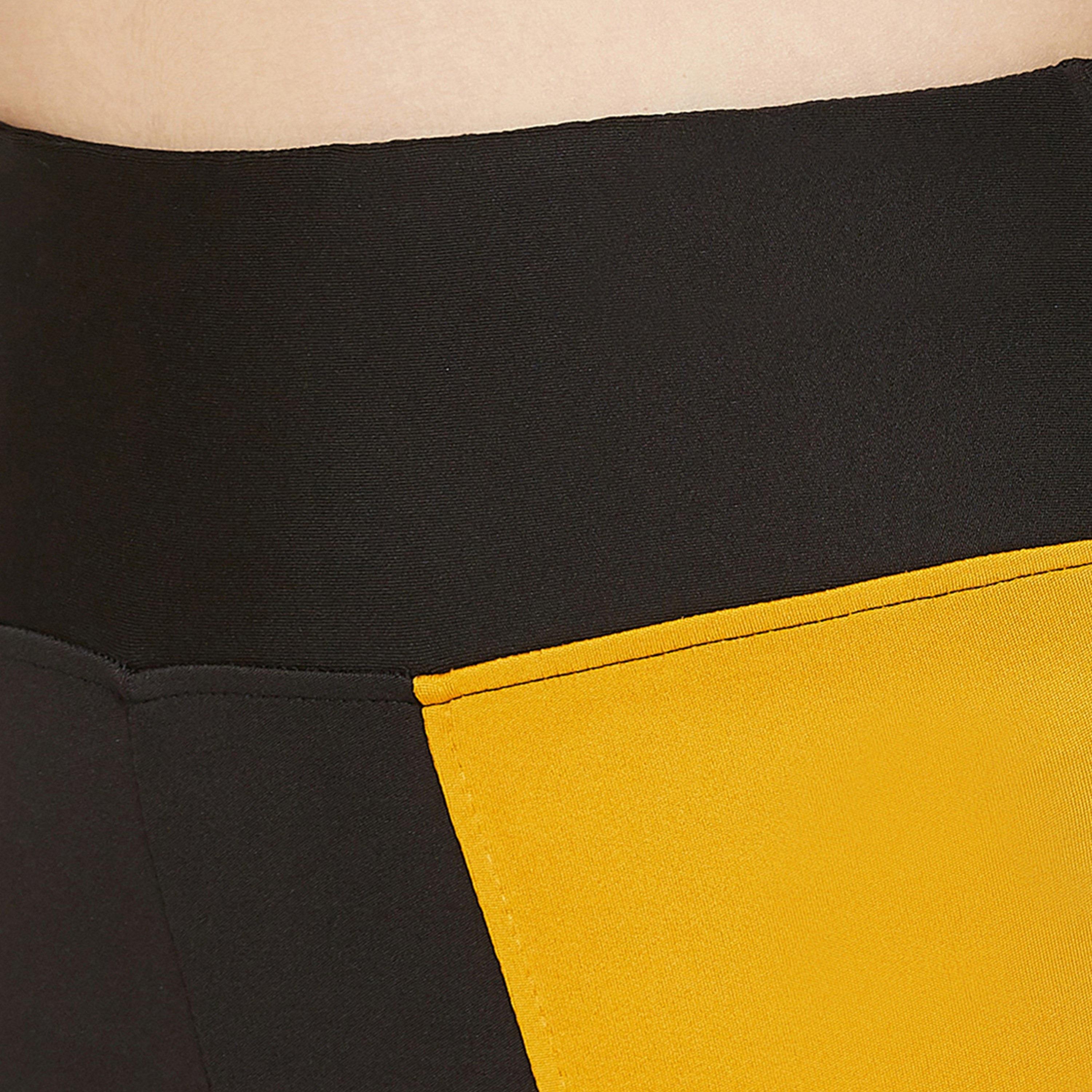 Clovia Snug Fit Women's Active Ankle-Length Colourblock Tights in Black-women-clothing-sportswearandactivewear-bottoms-image-6