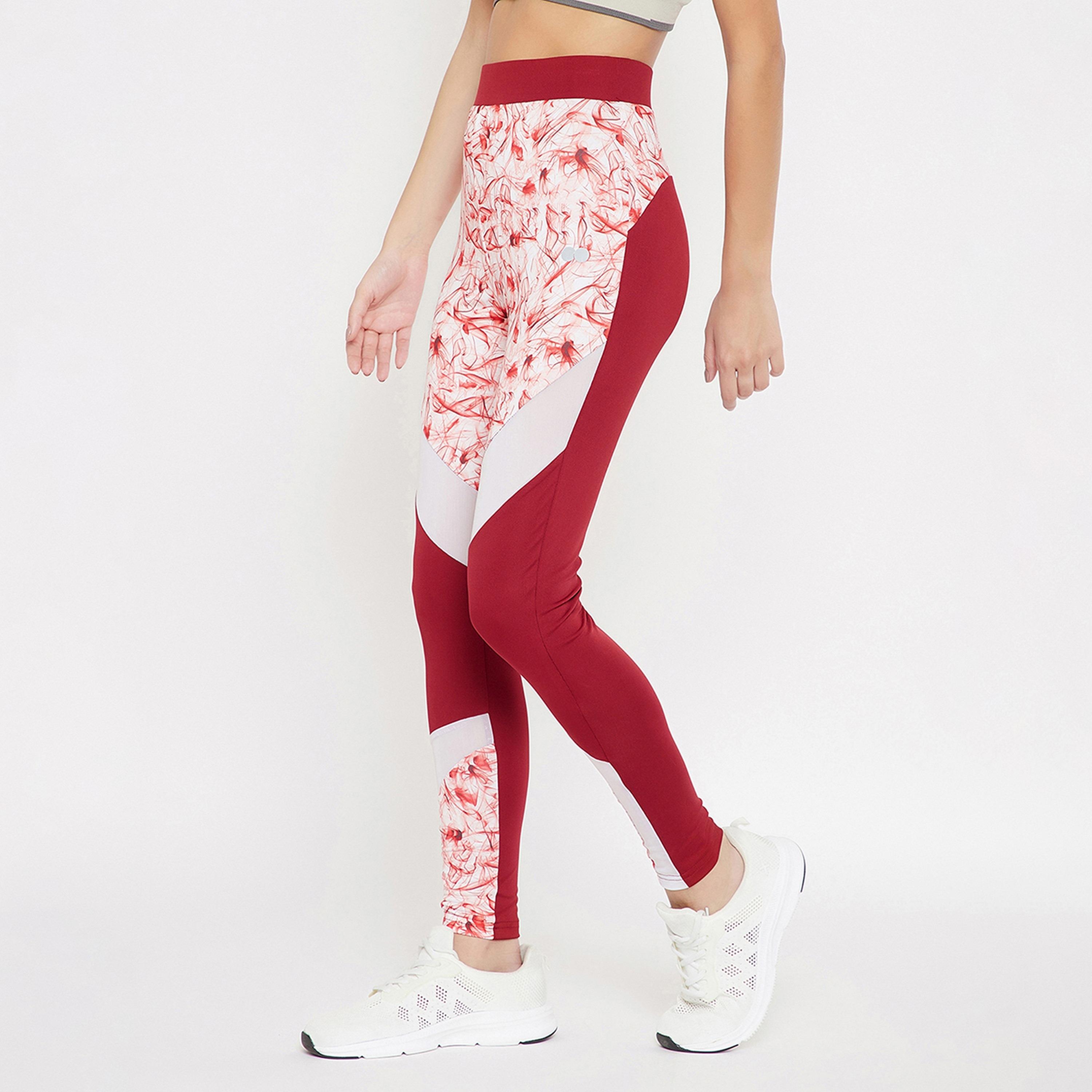 Clovia Snug Fit Ankle-Length Printed Women's Active Tights in Red-women-clothing-sportswearandactivewear-bottoms-image-3