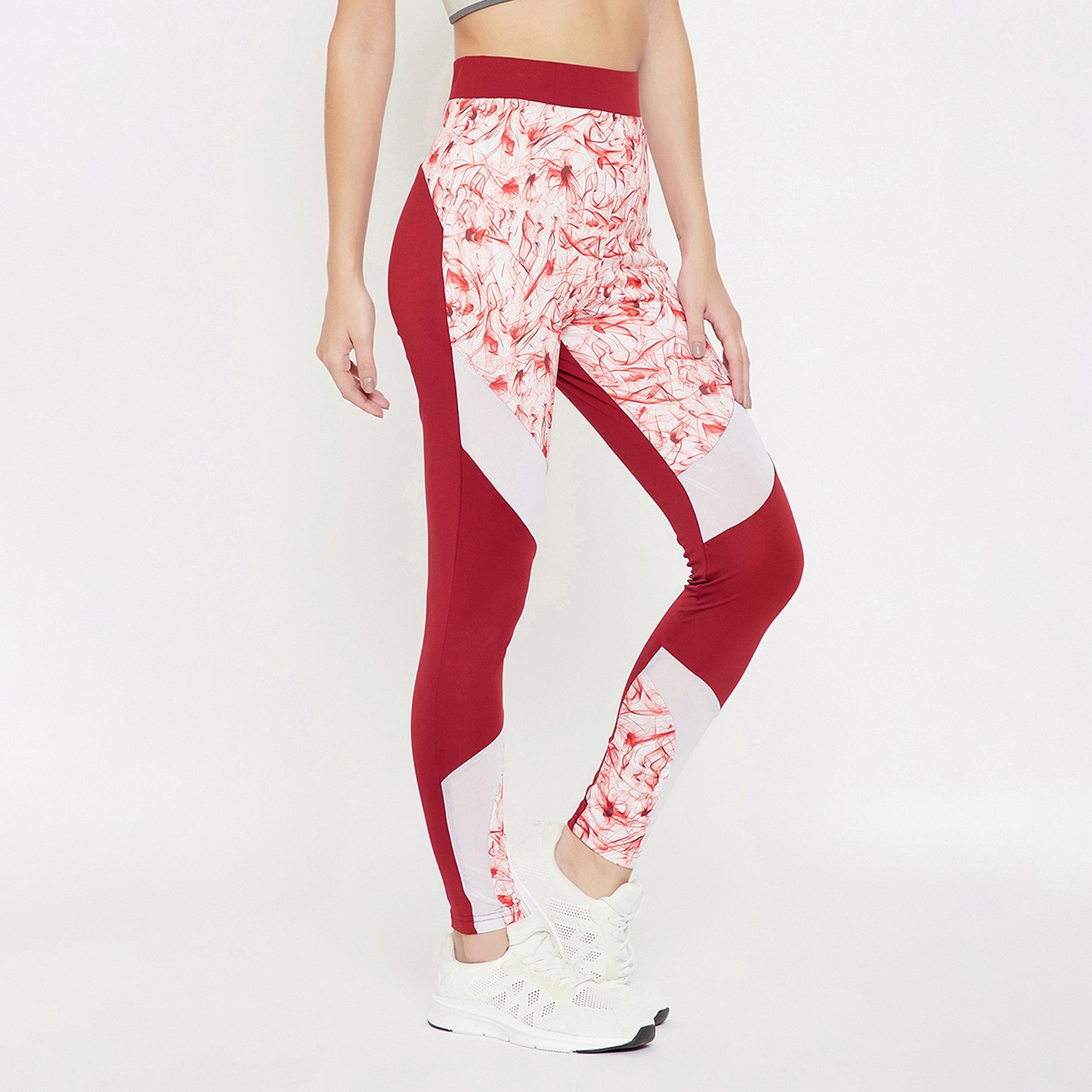 Clovia Snug Fit Ankle-Length Printed Women's Active Tights in Red-women-clothing-sportswearandactivewear-bottoms-image-4