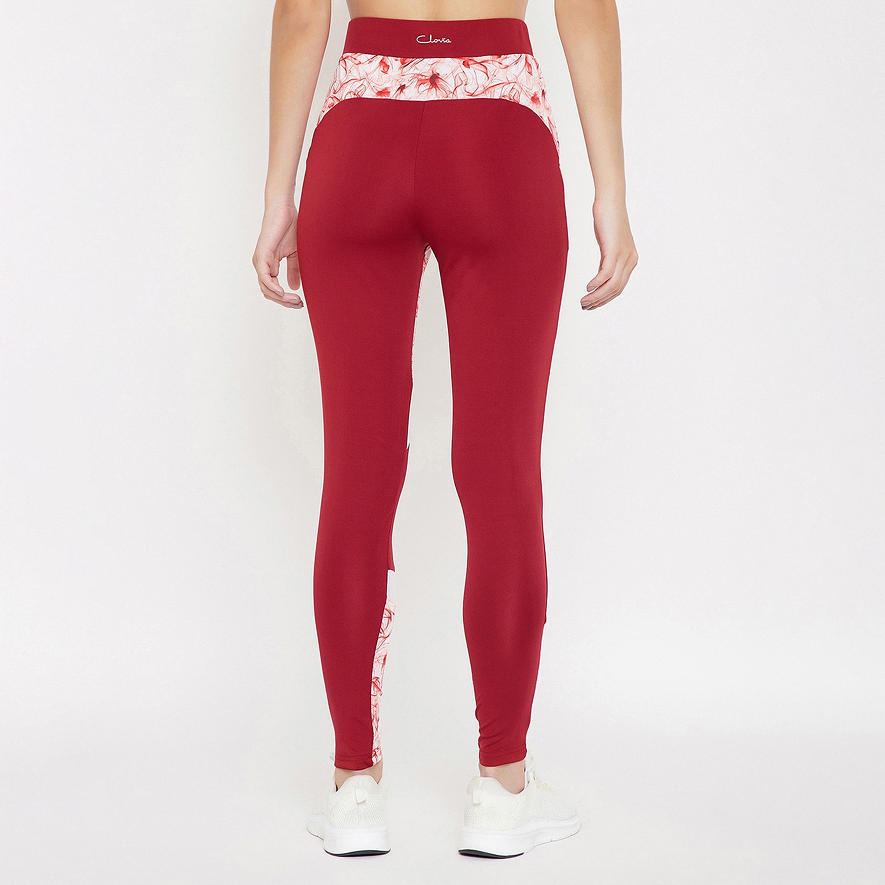 Clovia Snug Fit Ankle-Length Printed Women's Active Tights in Red-women-clothing-sportswearandactivewear-bottoms-image-5