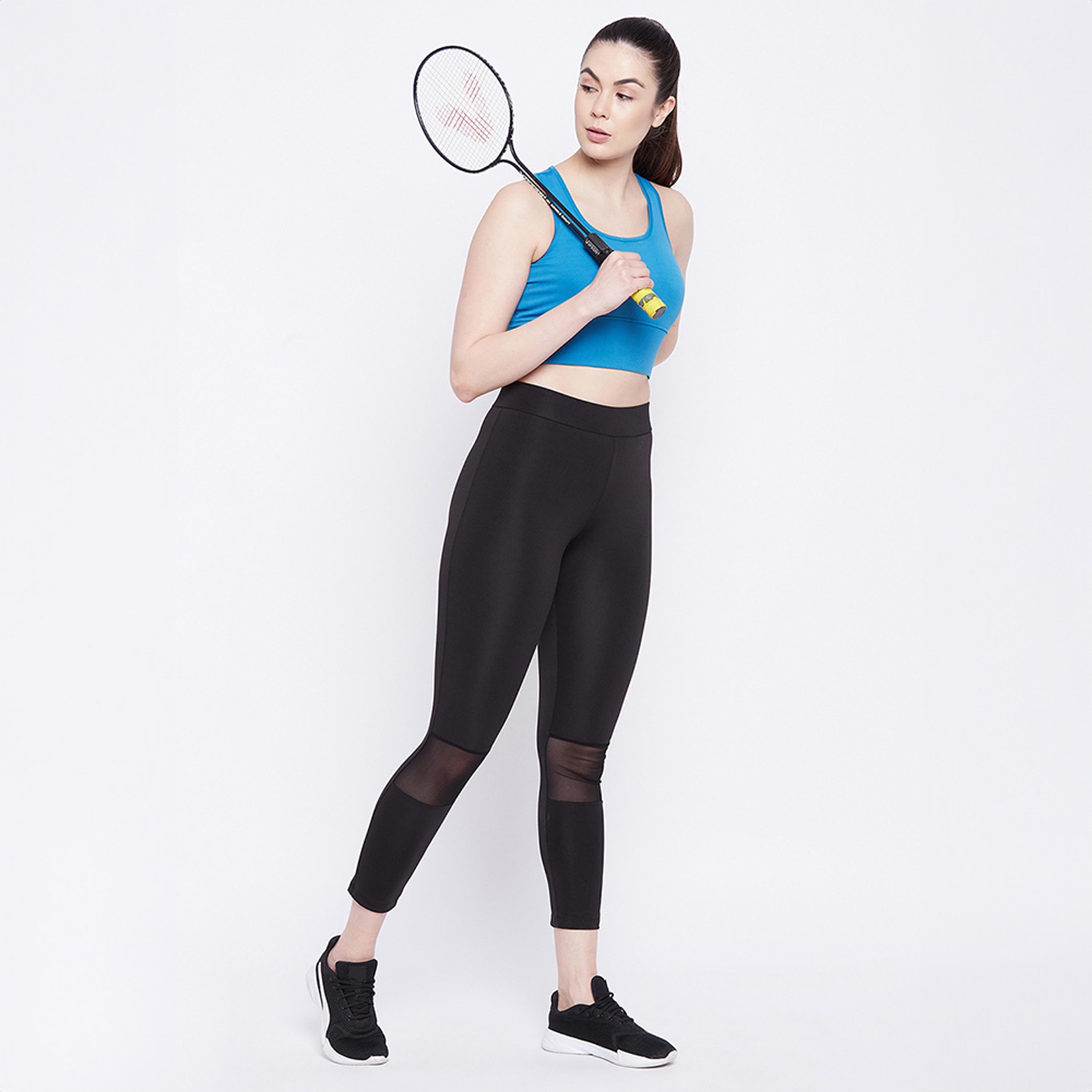 سروال رياضي ضيق بقصة مريحة وشعار عاكس - أسود من كلوفيا-women-clothing-bottoms-leggings-image-2