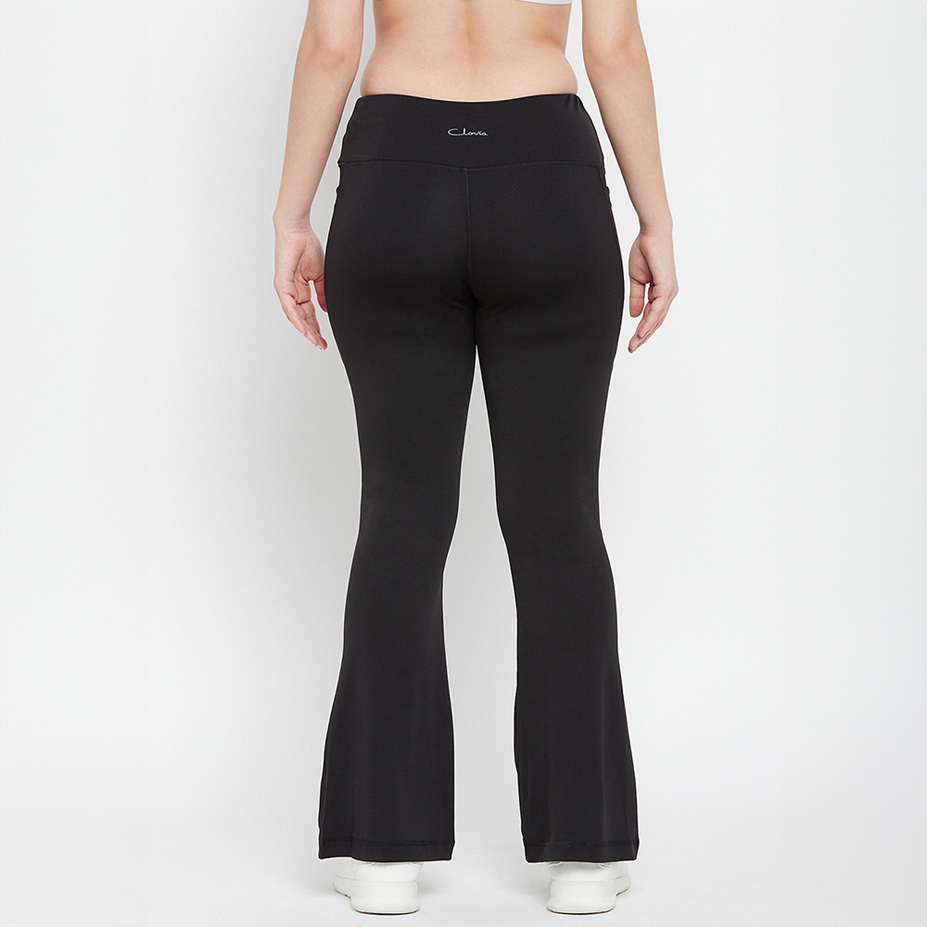 بنطلون يوغا بخصر عالٍ وقصة واسعة مع جيوب جانبية - أسود من كلوفيا-women-clothing-bottoms-joggers-image-5