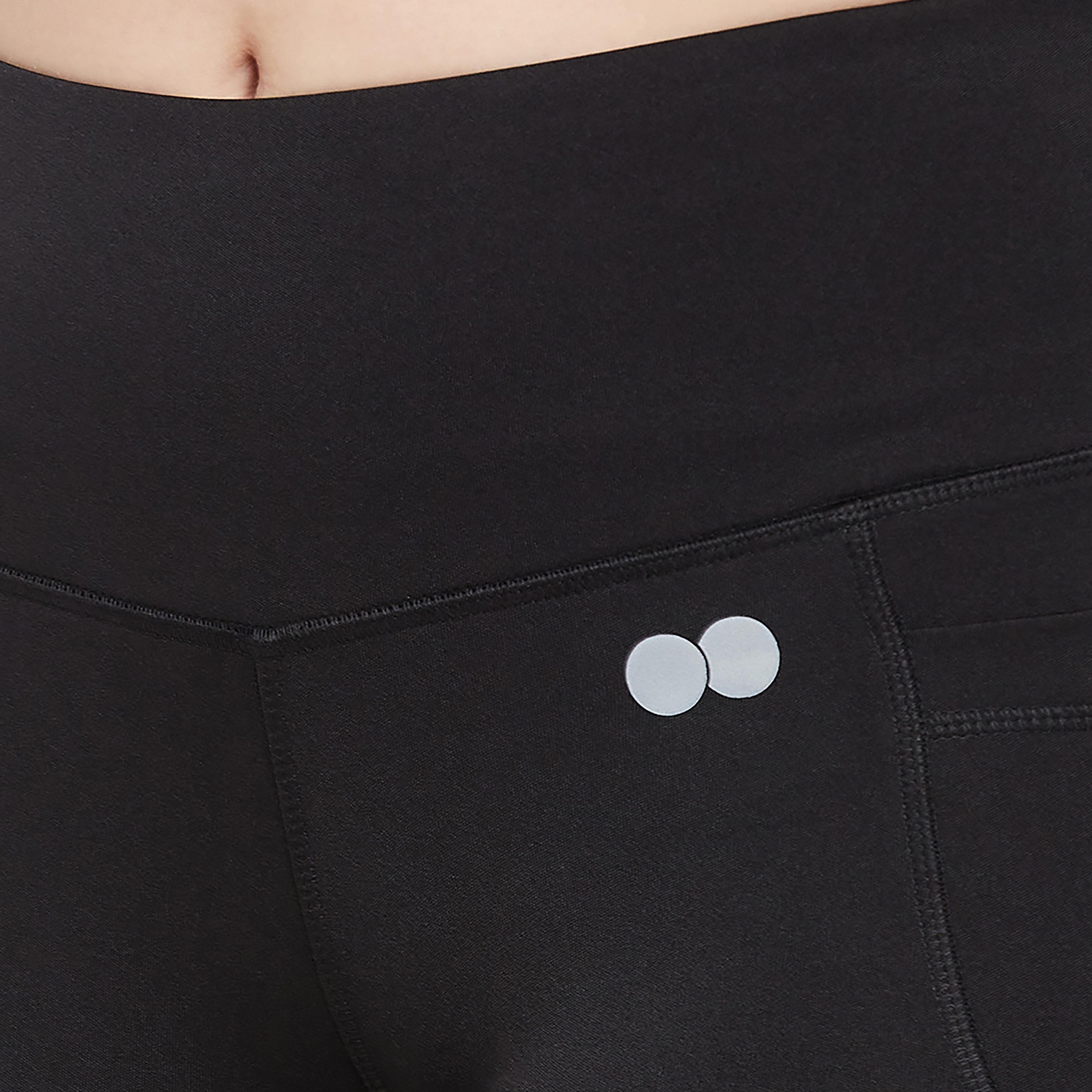 Clovia High Waist Flared Women's Yoga Pants in Black with Side Pockets-women-clothing-bottoms-joggers-image-6