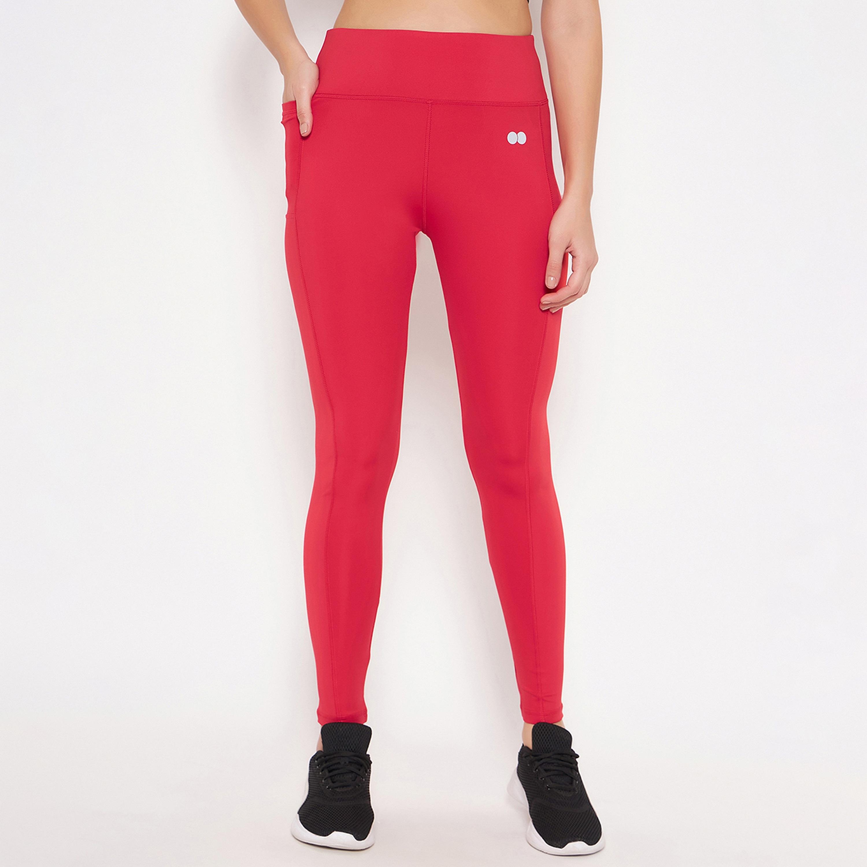 Clovia High Rise Women's Active Tights in Pink with Side Pocket-women-clothing-sportswearandactivewear-bottoms-image-1