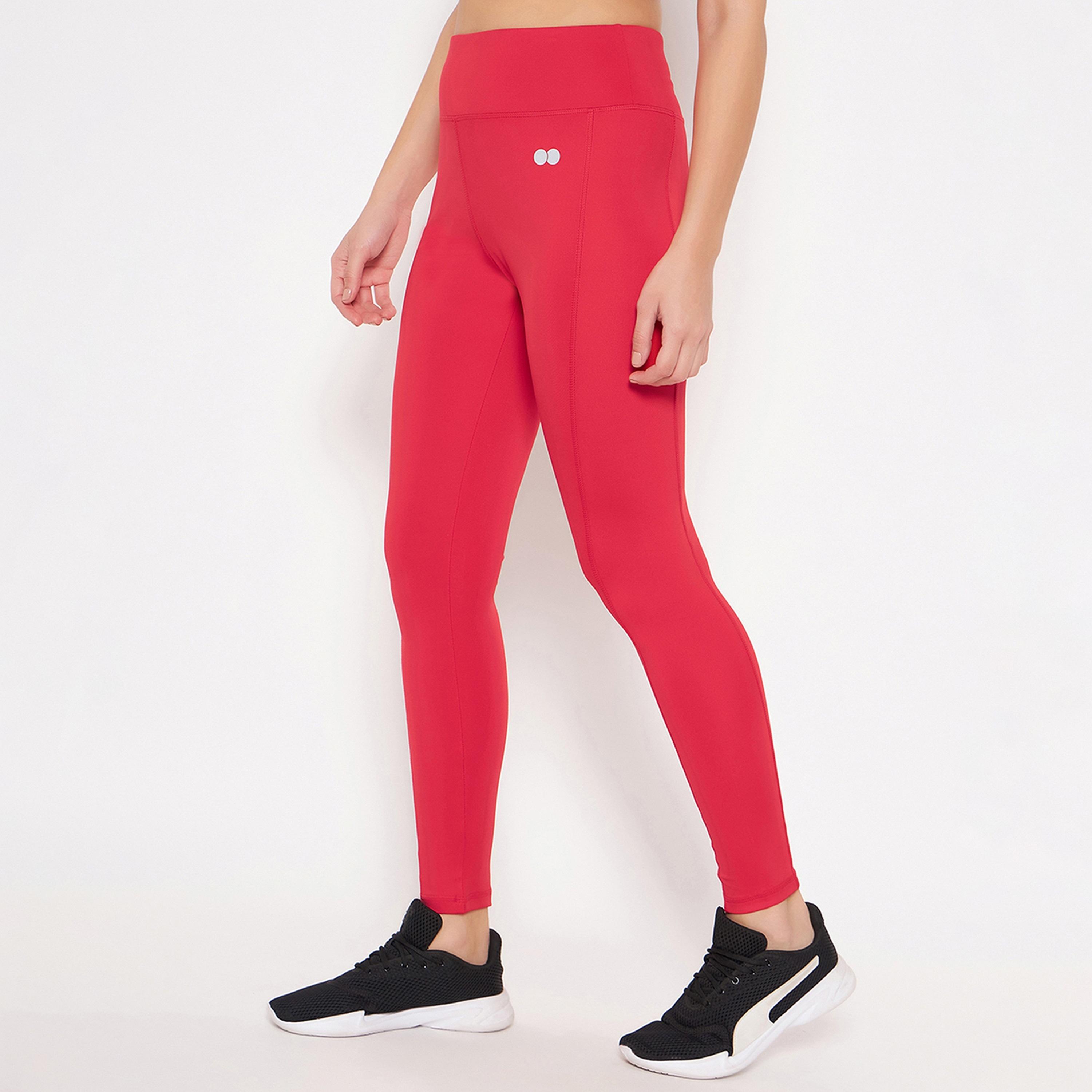 Clovia High Rise Women's Active Tights in Pink with Side Pocket-women-clothing-sportswearandactivewear-bottoms-image-3