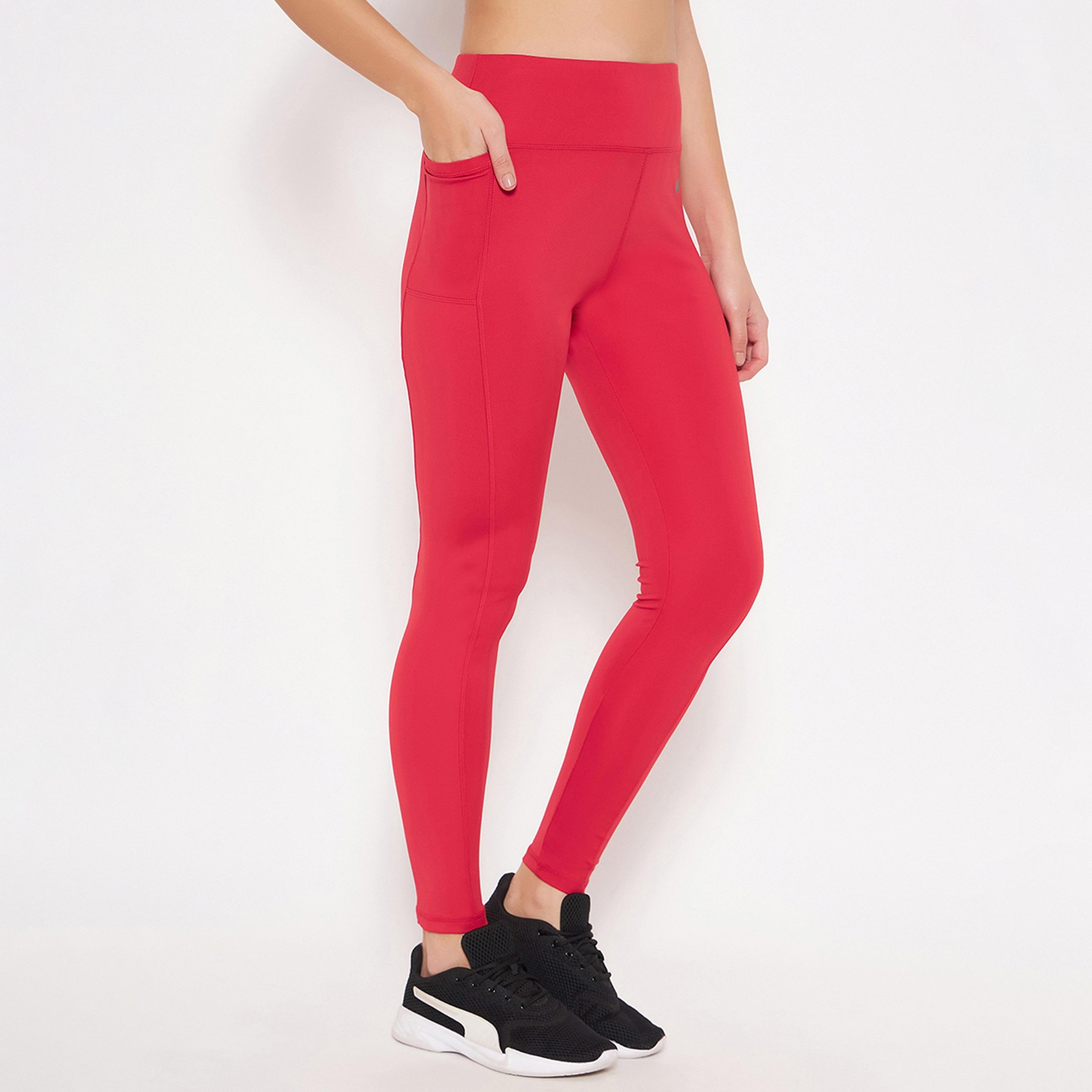 Clovia High Rise Women's Active Tights in Pink with Side Pocket-women-clothing-sportswearandactivewear-bottoms-image-4
