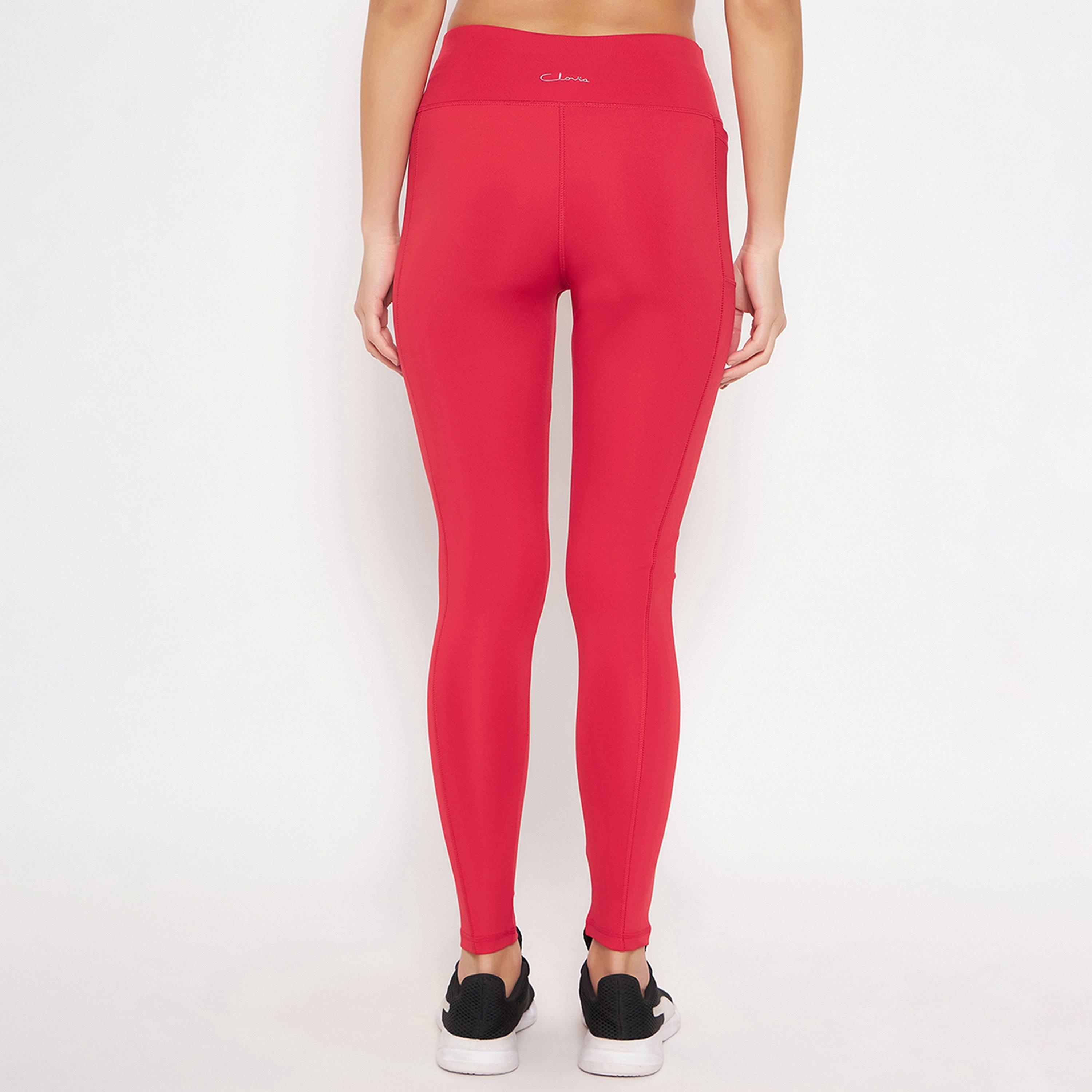 Clovia High Rise Women's Active Tights in Pink with Side Pocket-women-clothing-sportswearandactivewear-bottoms-image-5
