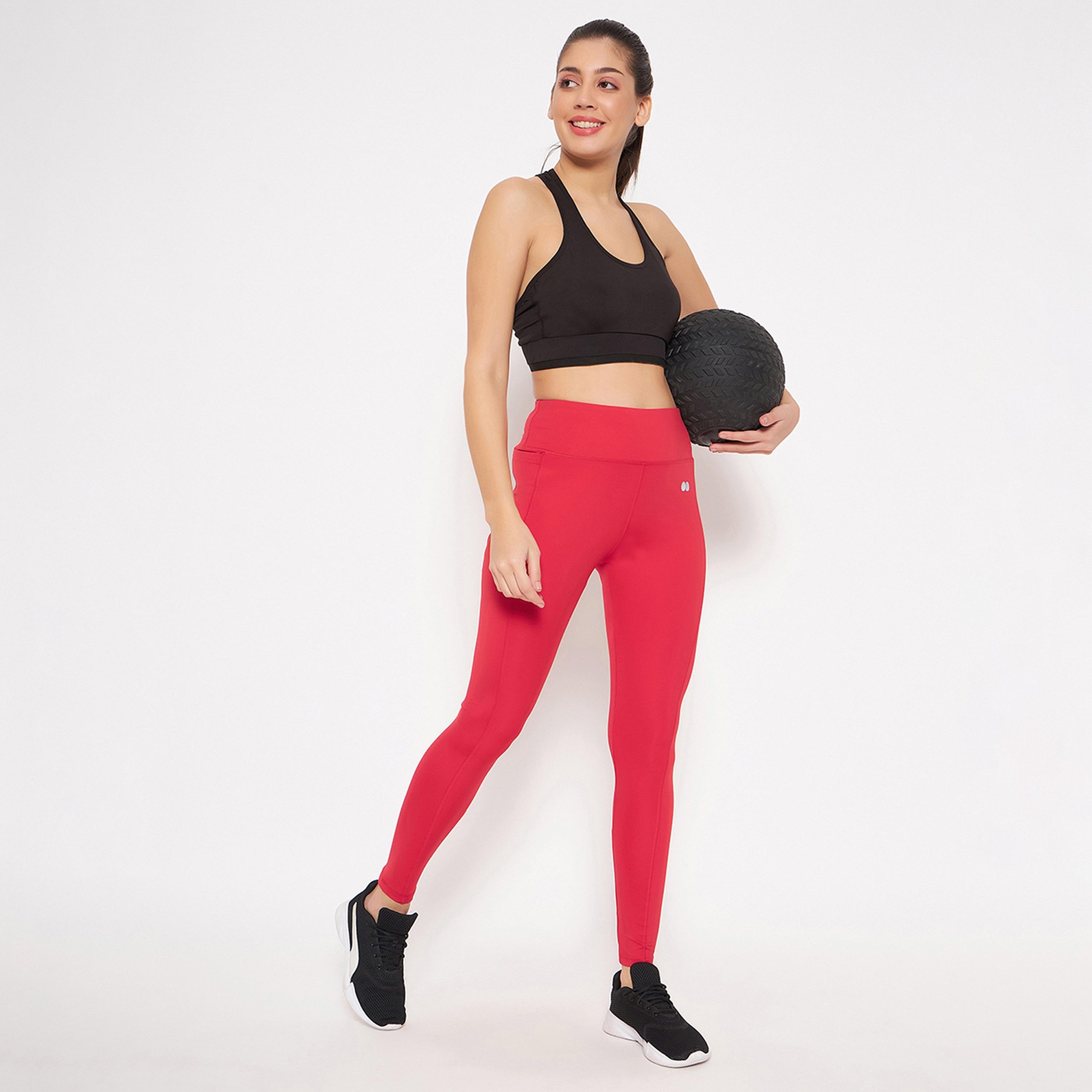 Clovia High Rise Women's Active Tights in Pink with Side Pocket-women-clothing-sportswearandactivewear-bottoms-image-8