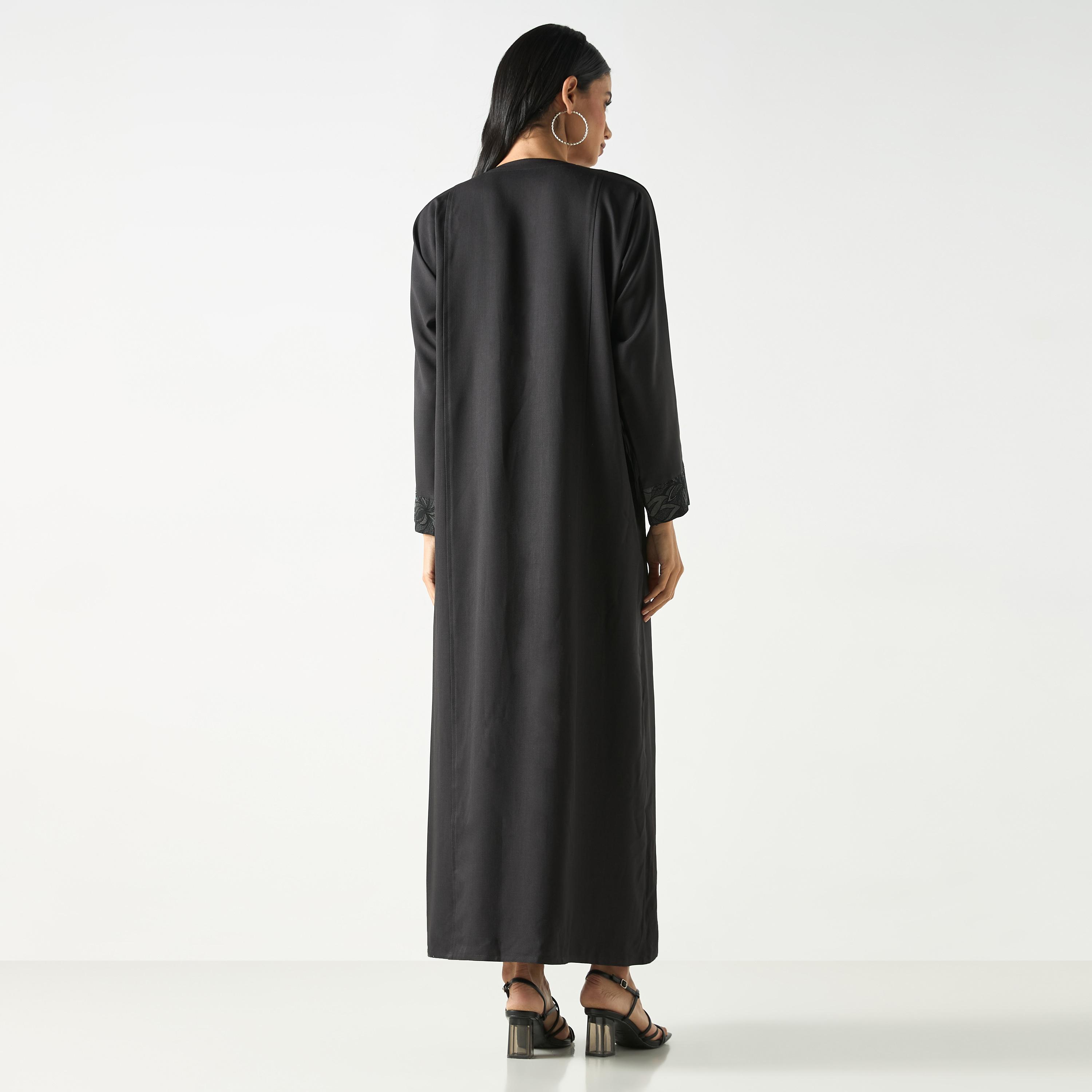 Hadiyath Al Madinah Abaya with Button Closure and Pockets-women-arabicclothing-abayas-image-4