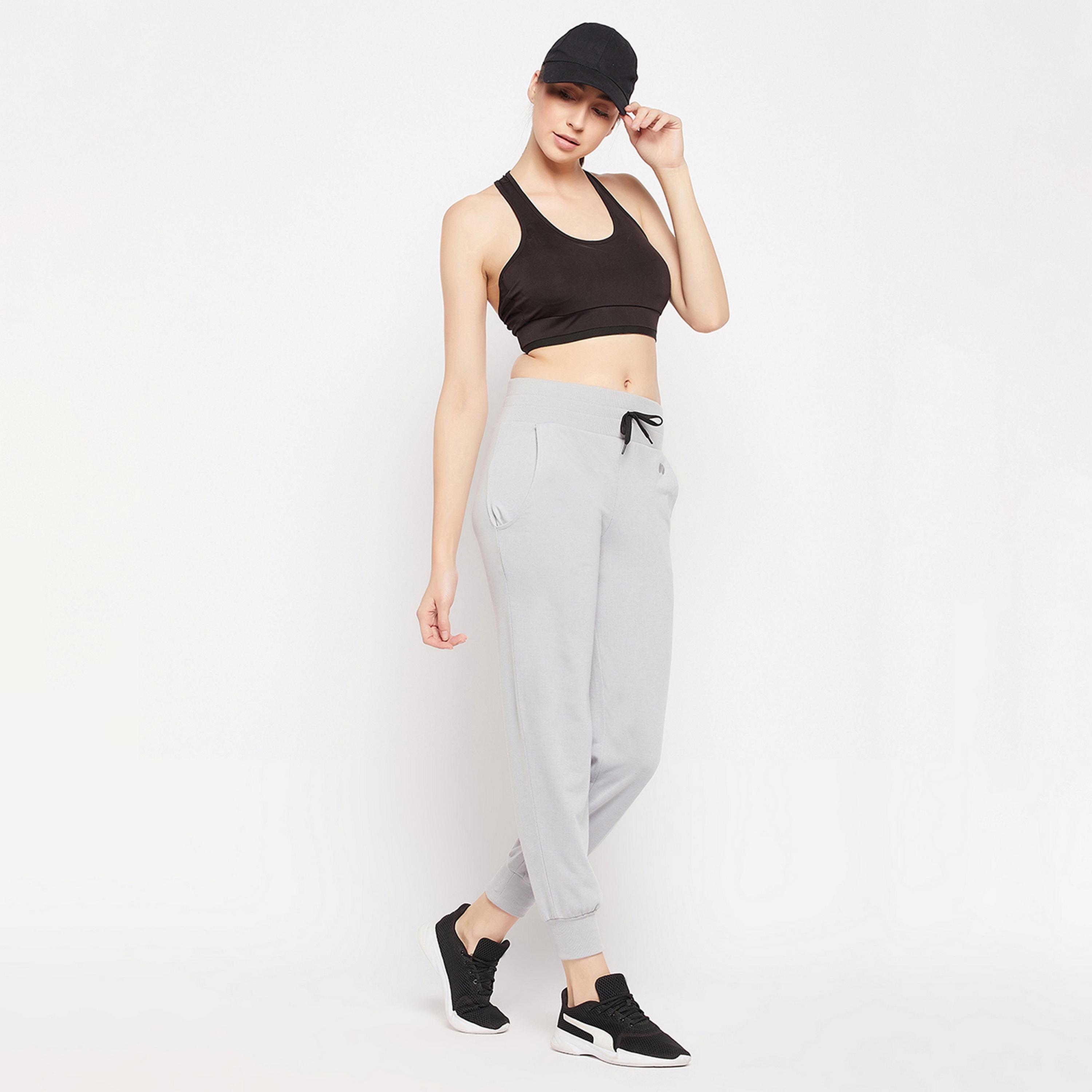 Clovia Comfort Fit Women's Active Joggers in Dark Grey with Side Pockets-women-clothing-sportswearandactivewear-bottoms-image-2