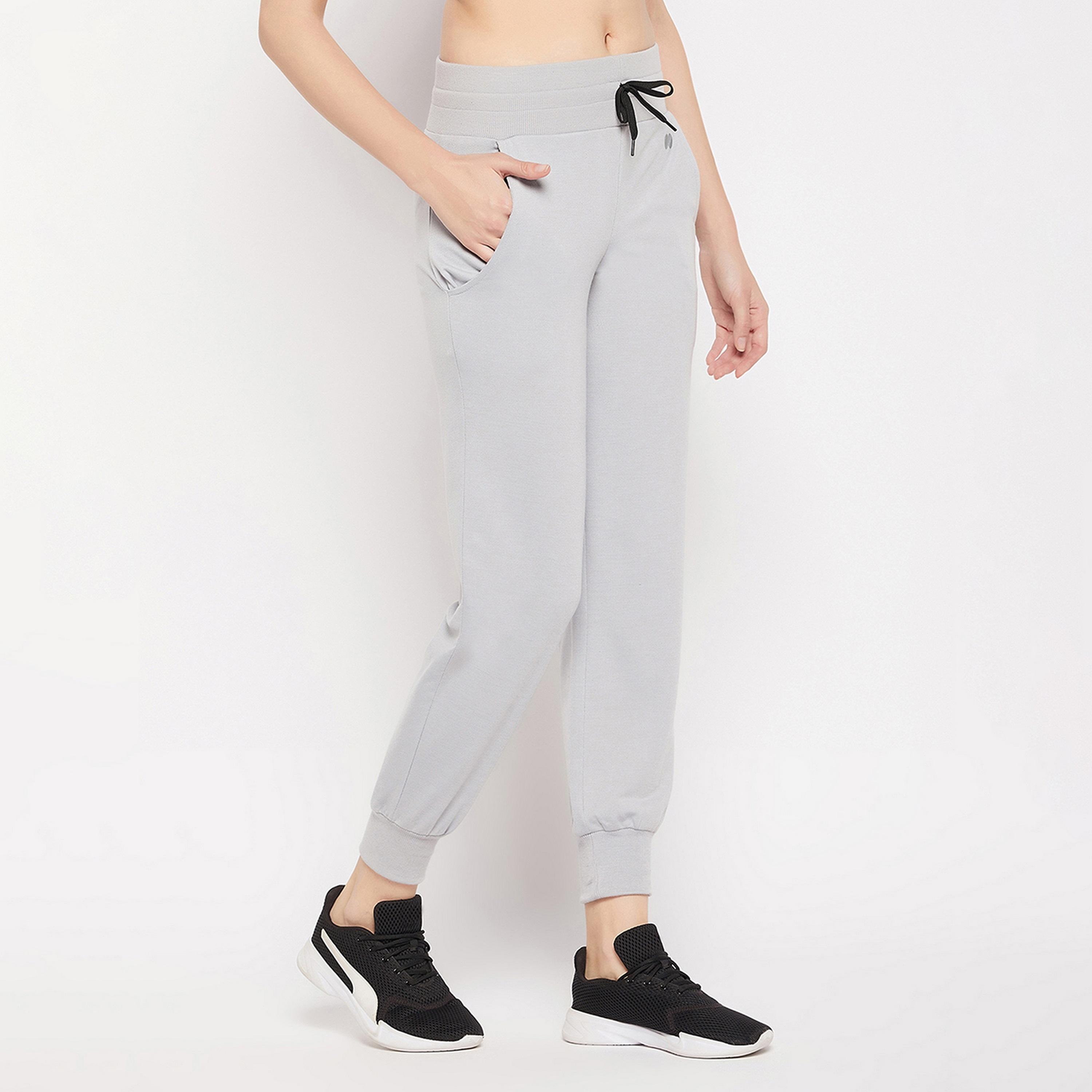 Clovia Comfort Fit Women's Active Joggers in Dark Grey with Side Pockets-women-clothing-sportswearandactivewear-bottoms-image-3