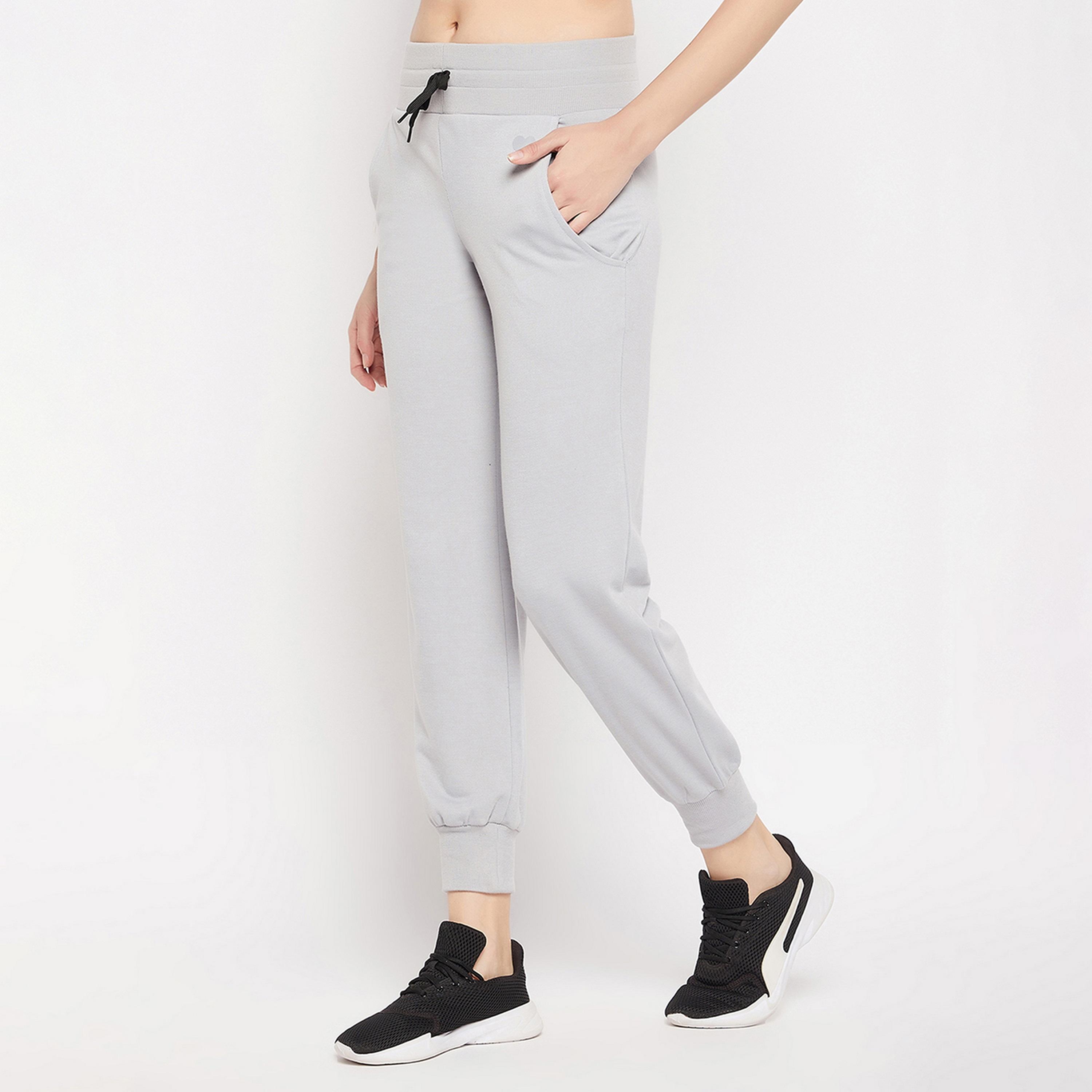 Clovia Comfort Fit Women's Active Joggers in Dark Grey with Side Pockets-women-clothing-sportswearandactivewear-bottoms-image-4