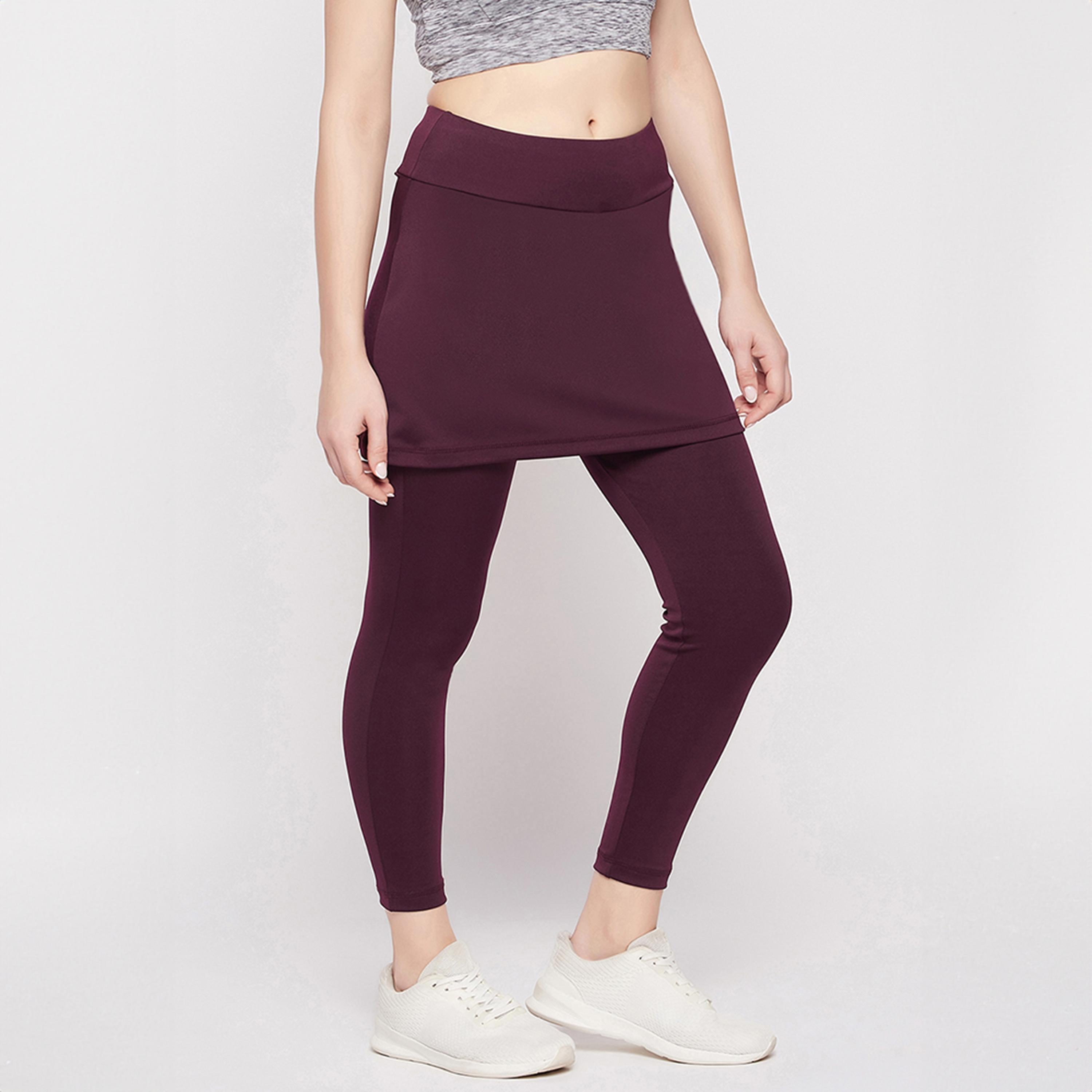 تنورة رياضية بخصر مرتفع وقصة ضيقة مع سروال داخلي - برقوقي من كلوفيا-women-clothing-bottoms-leggings-image-3