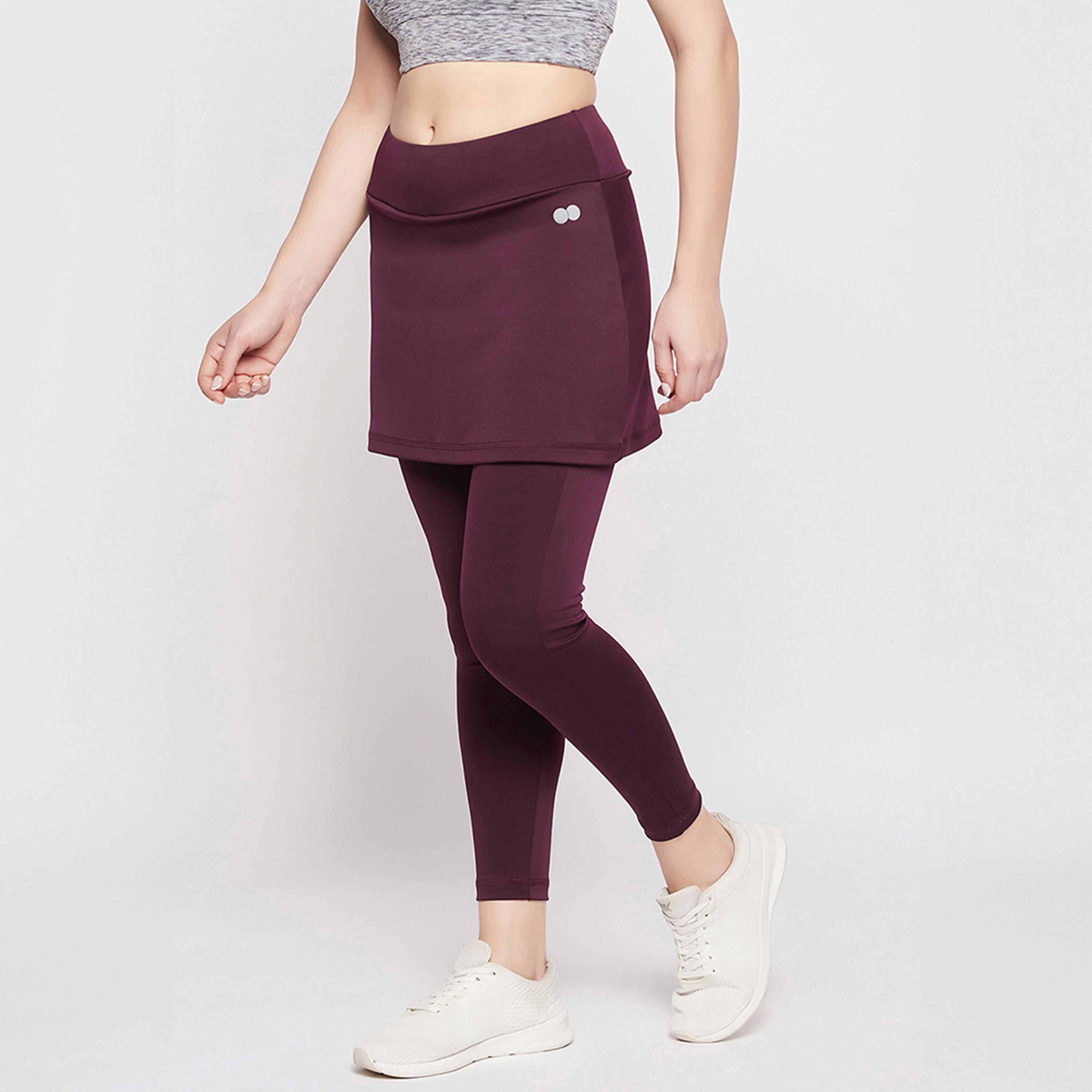 تنورة رياضية بخصر مرتفع وقصة ضيقة مع سروال داخلي - برقوقي من كلوفيا-women-clothing-bottoms-leggings-image-4