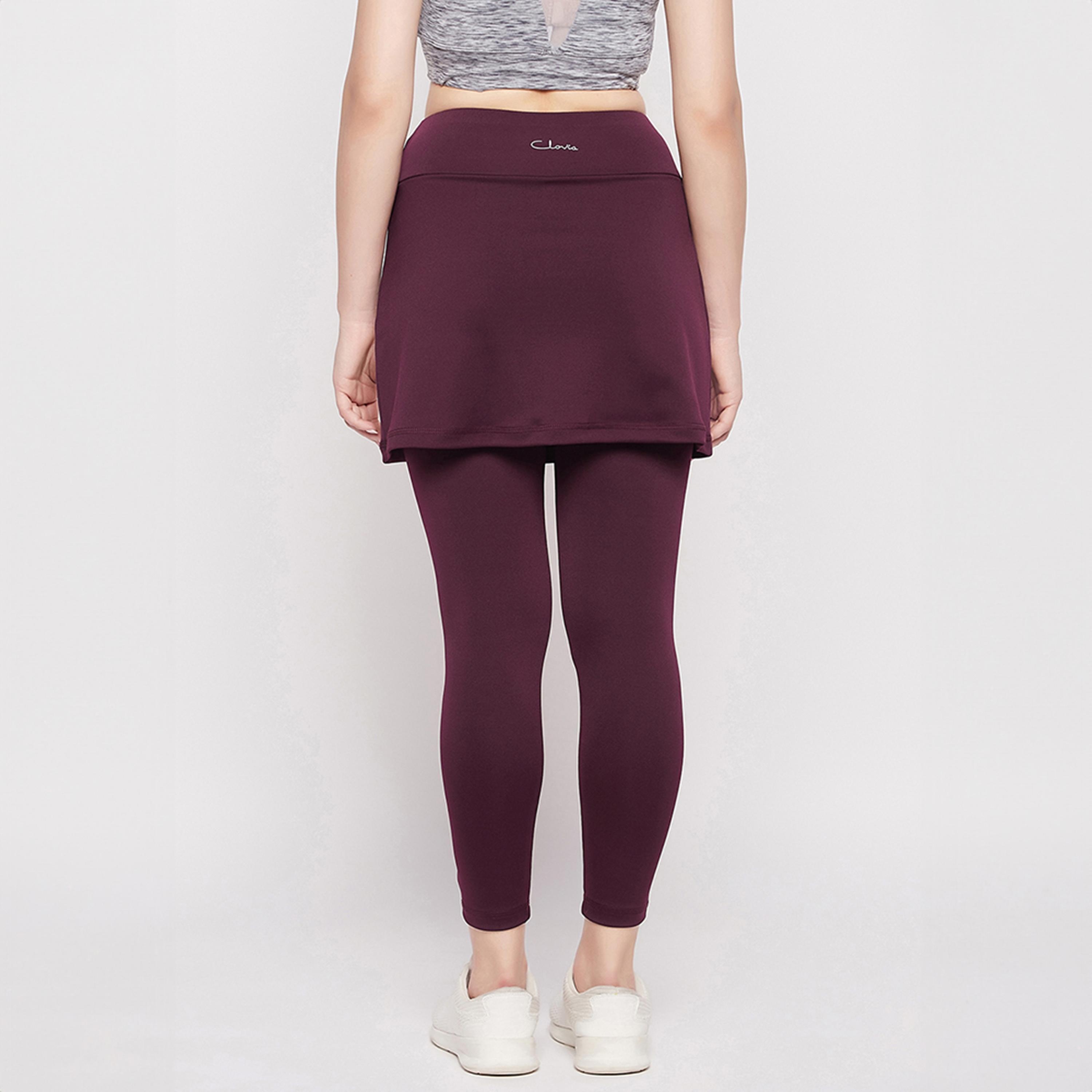 تنورة رياضية بخصر مرتفع وقصة ضيقة مع سروال داخلي - برقوقي من كلوفيا-women-clothing-bottoms-leggings-image-5