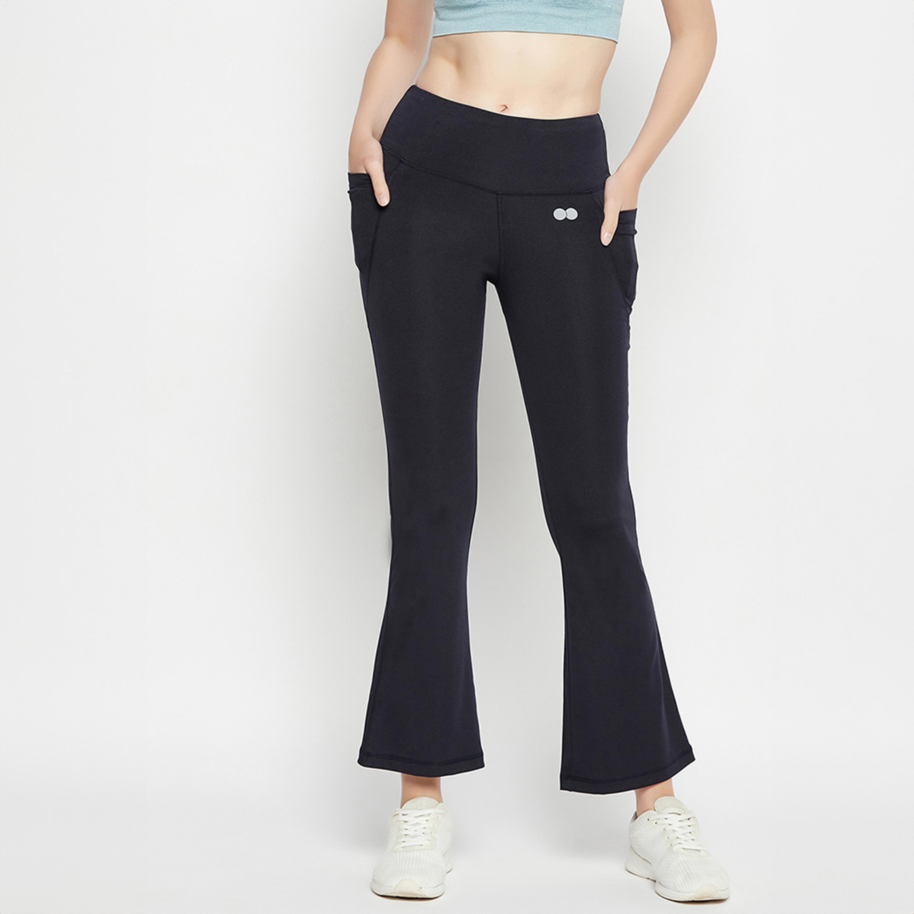 بنطلون يوغا بخصر مرتفع وقصة واسعة ومريحة مع جيوب جانبية - كحلي من كلوفيا-women-clothing-bottoms-joggers-image-1