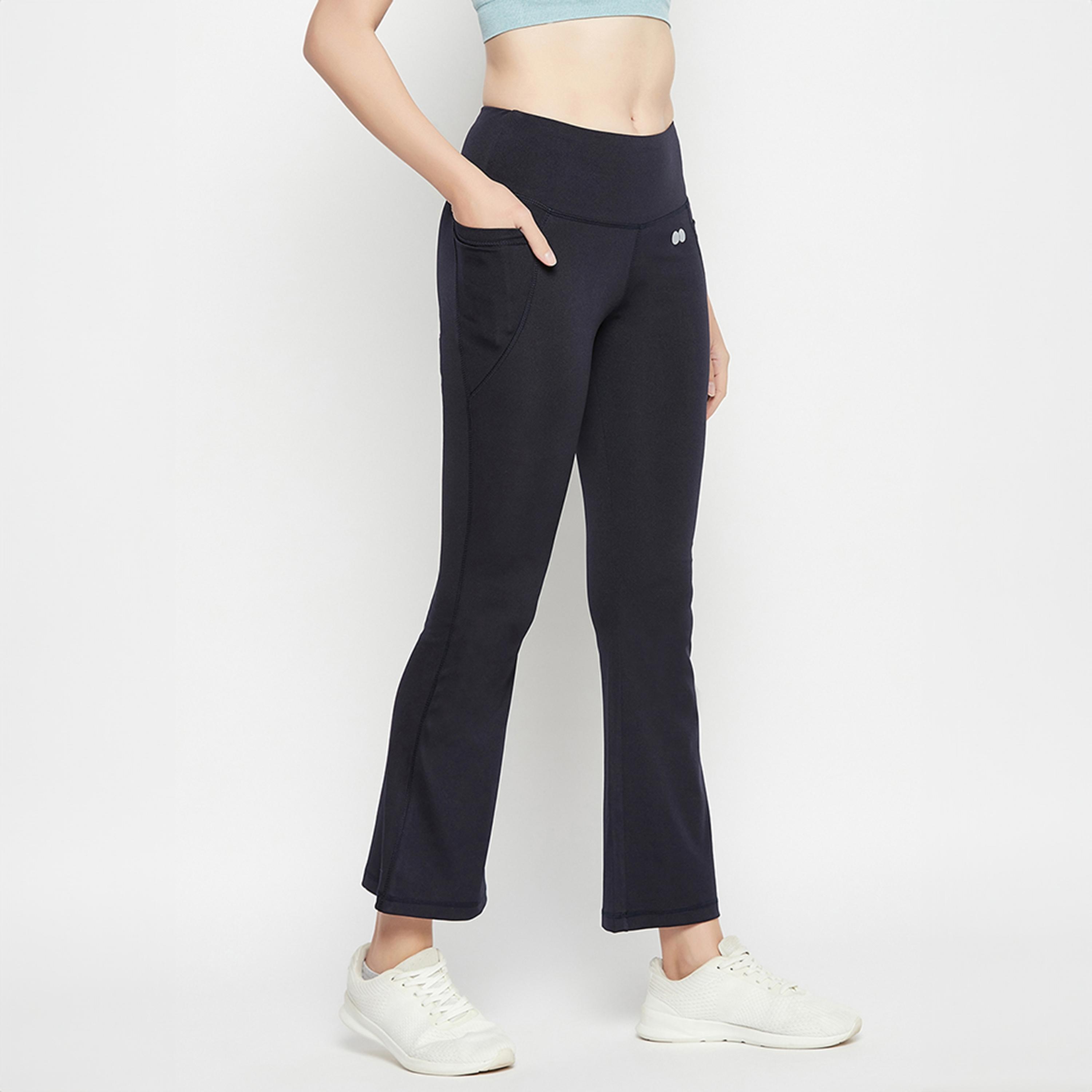 بنطلون يوغا بخصر مرتفع وقصة واسعة ومريحة مع جيوب جانبية - كحلي من كلوفيا-women-clothing-bottoms-joggers-image-3