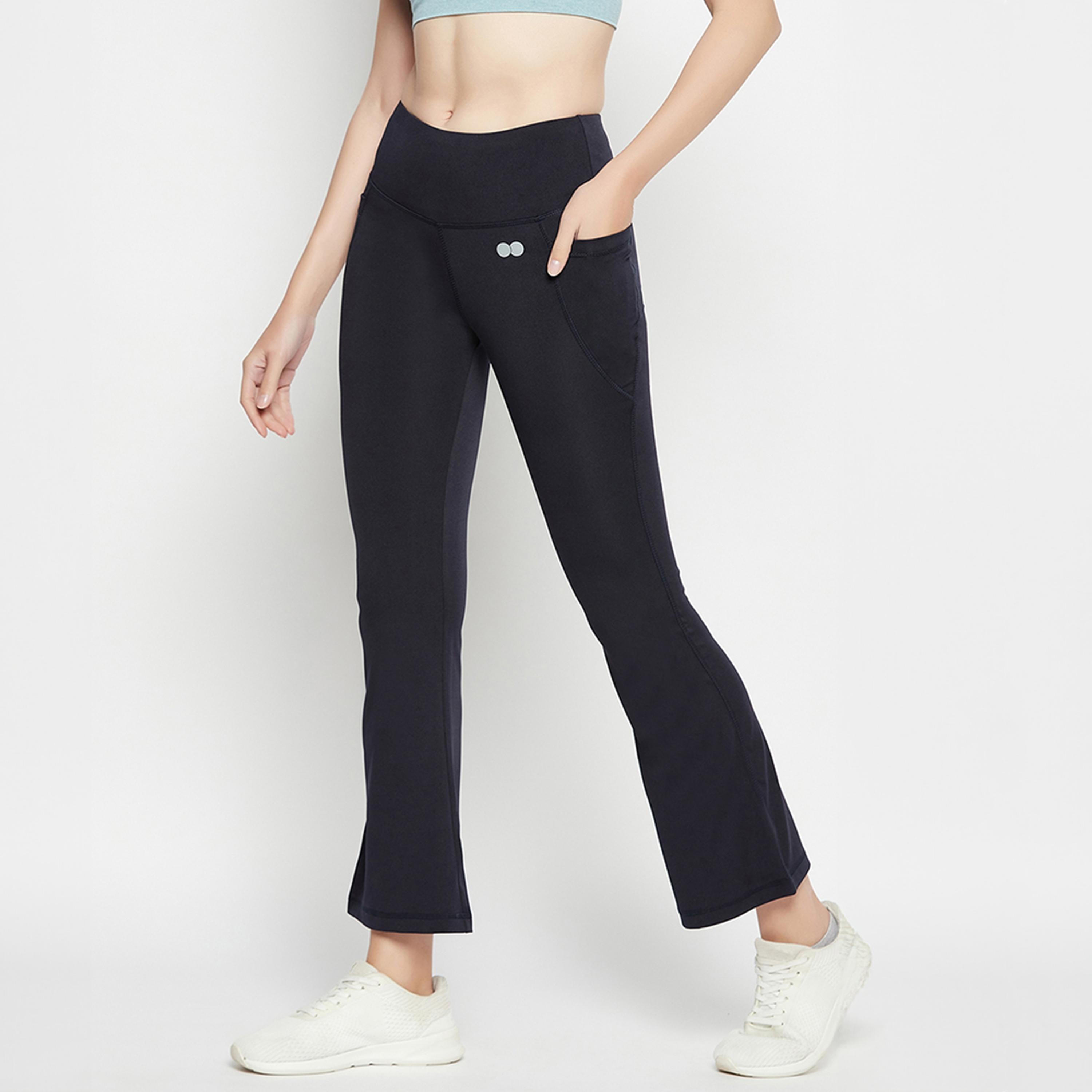 بنطلون يوغا بخصر مرتفع وقصة واسعة ومريحة مع جيوب جانبية - كحلي من كلوفيا-women-clothing-bottoms-joggers-image-4