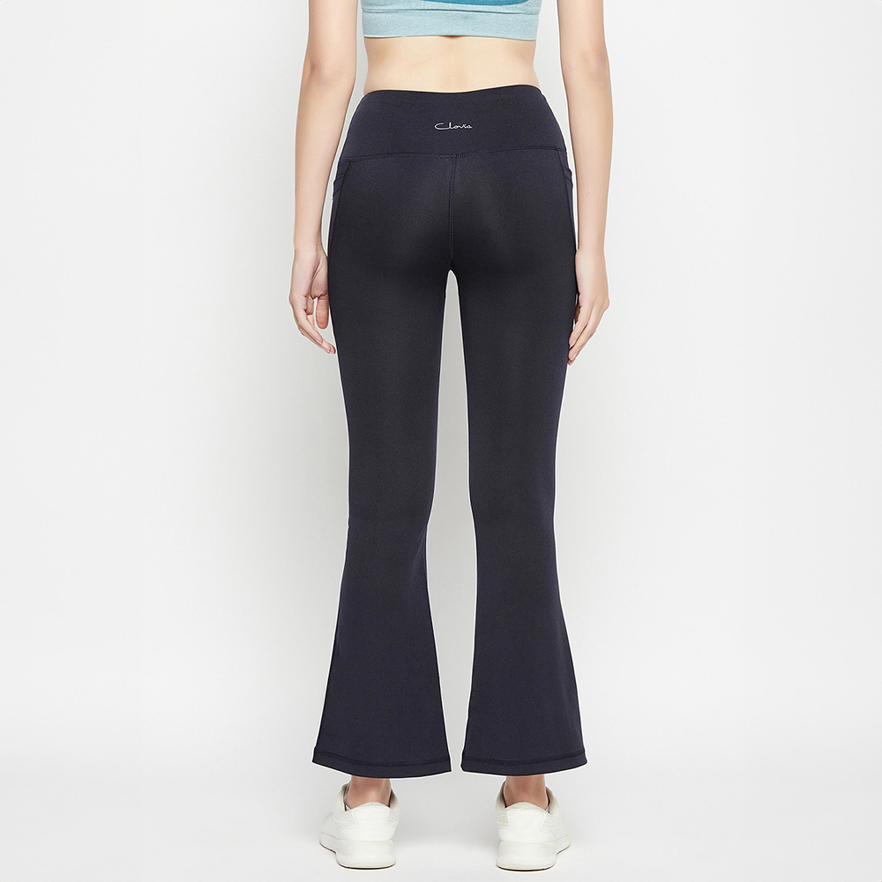 بنطلون يوغا بخصر مرتفع وقصة واسعة ومريحة مع جيوب جانبية - كحلي من كلوفيا-women-clothing-bottoms-joggers-image-5