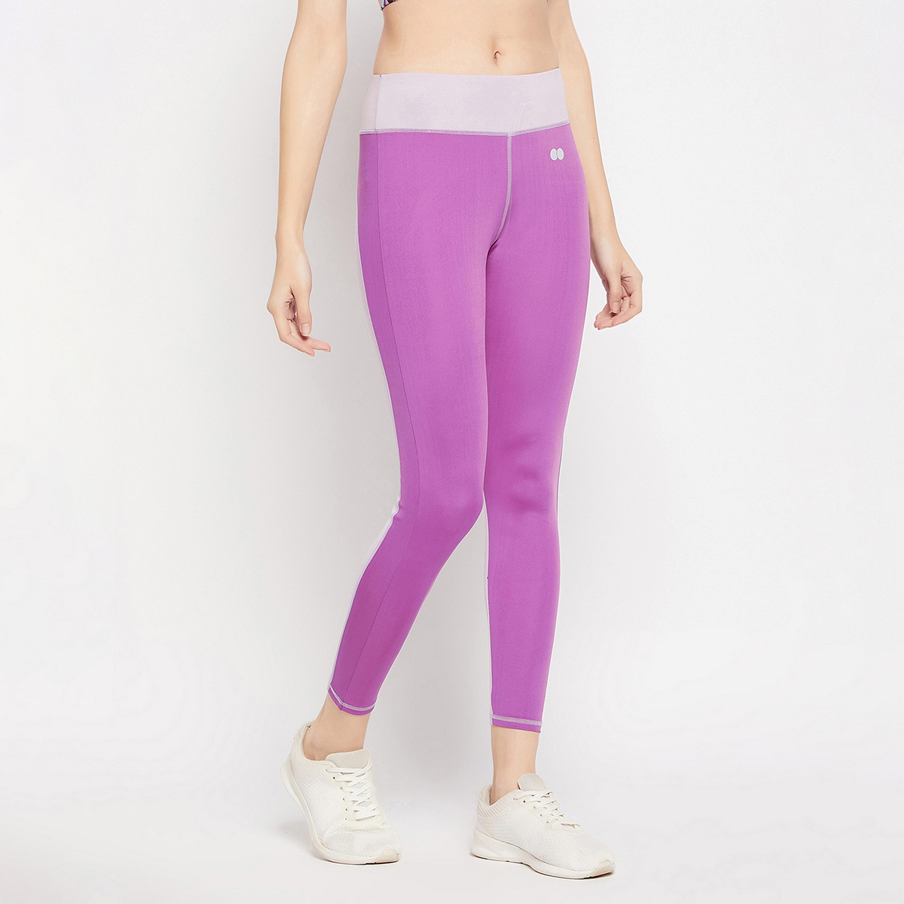 Clovia High Rise Colourblocked Women's Active Tights in Purple-women-clothing-sportswearandactivewear-bottoms-image-4