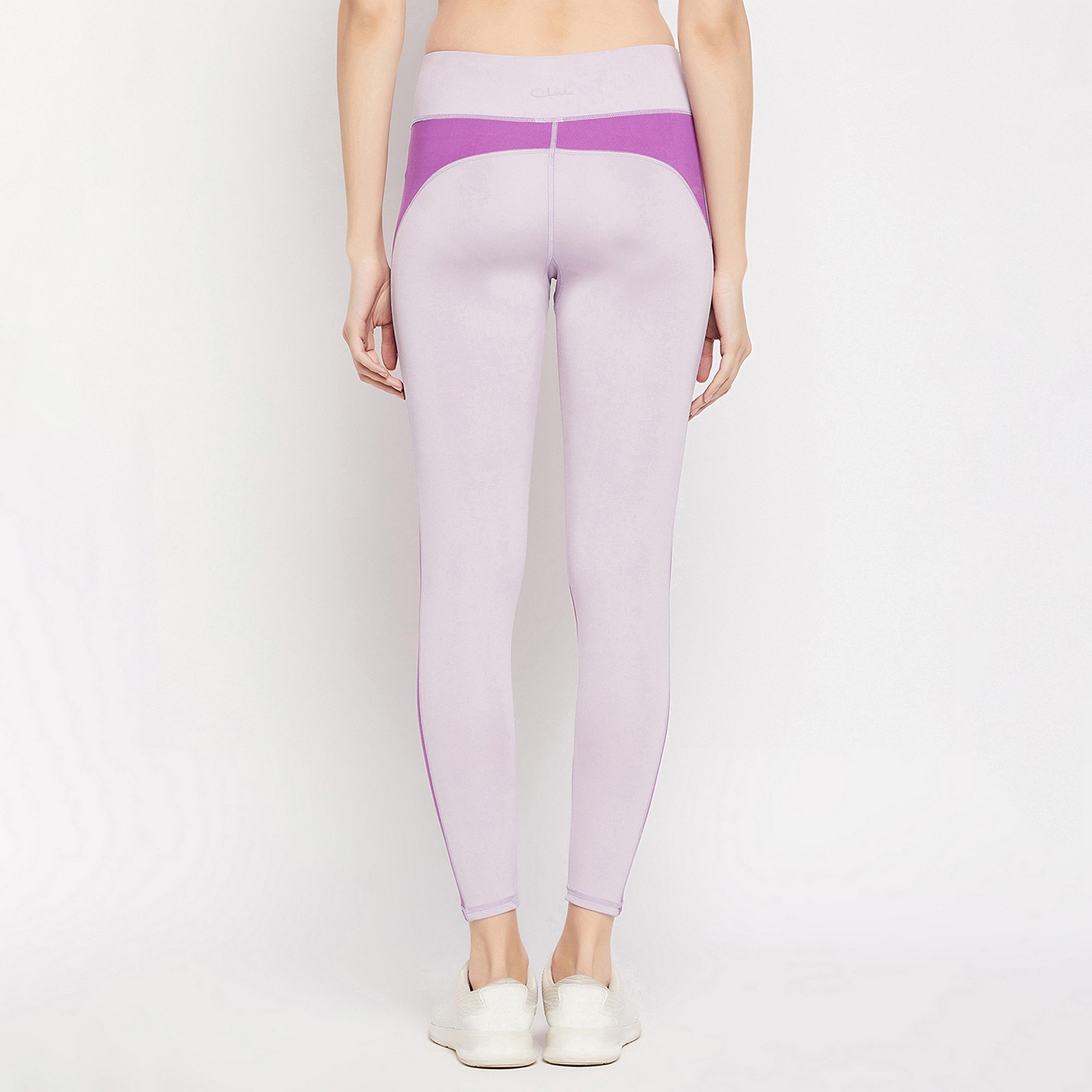 Clovia High Rise Colourblocked Women's Active Tights in Purple-women-clothing-sportswearandactivewear-bottoms-image-5