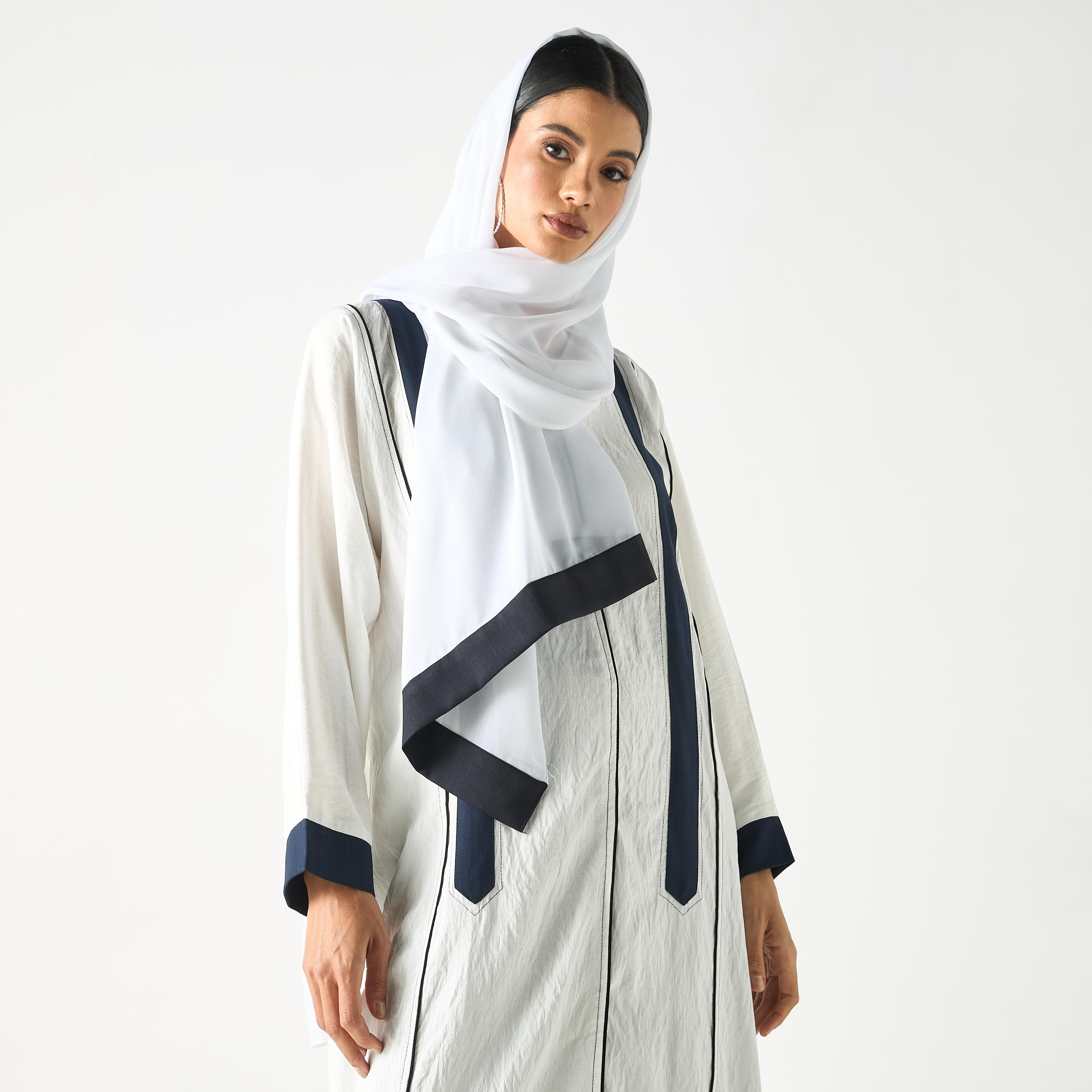 Hadiyath Al Madinah Two-Tone Abaya with Hijab-women-arabicclothing-abayas-image-2