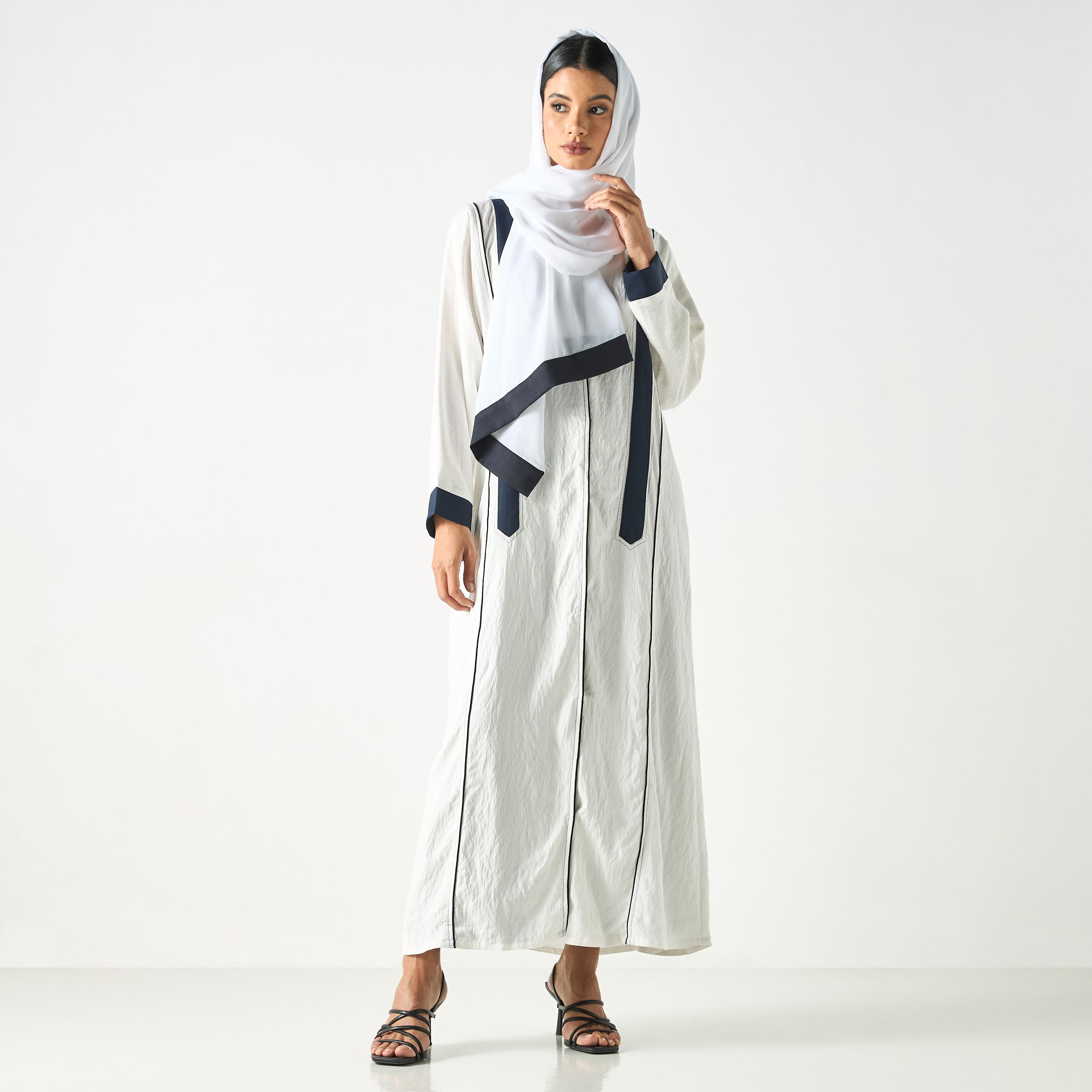 Hadiyath Al Madinah Two-Tone Abaya with Hijab-women-arabicclothing-abayas-image-4