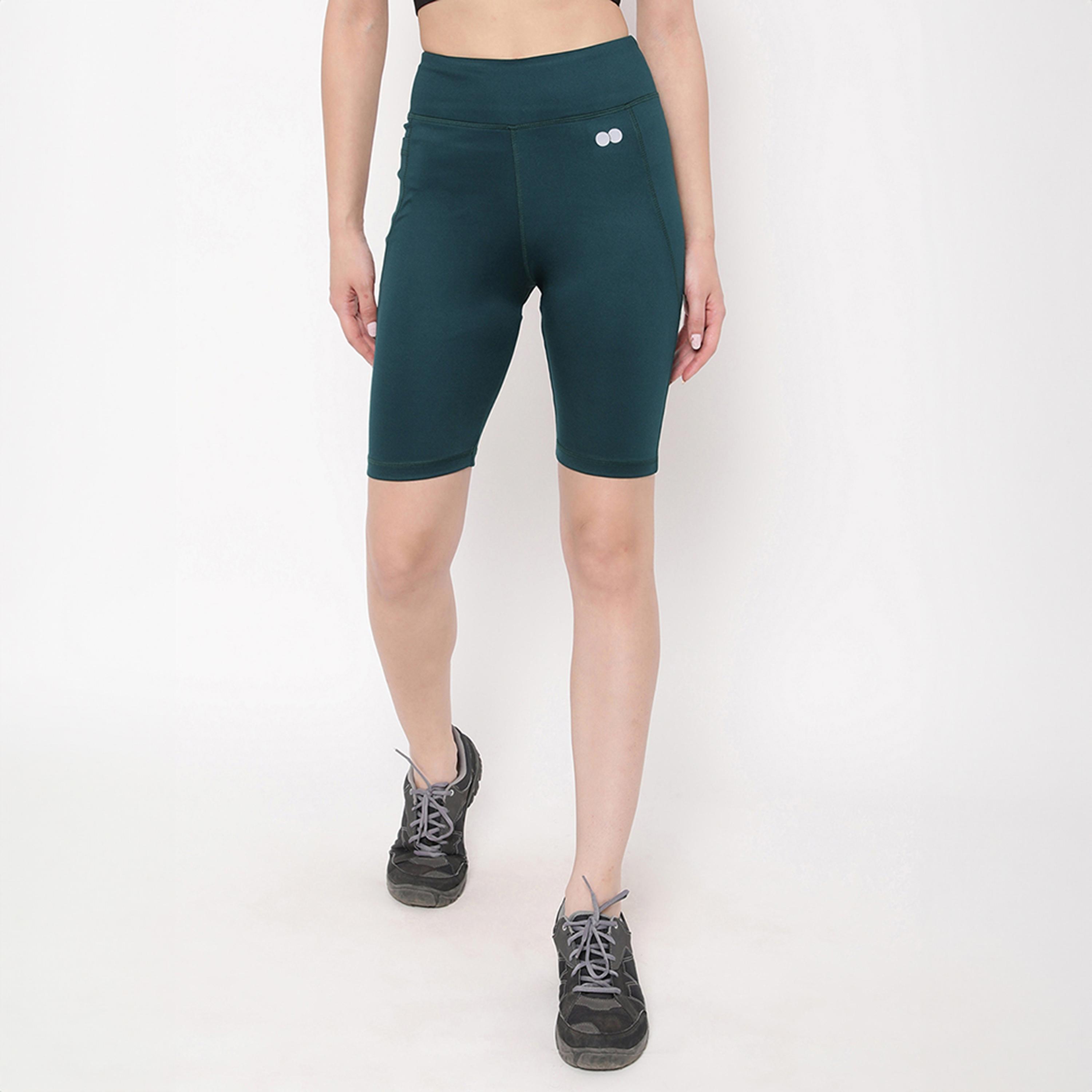 شورت ركوب دراجات بخصر مرتفع مع جيب جانبي - أخضر مائي من كلوفيا-women-clothing-sportswearandactivewear-bottoms-athleticskirtsandshorts-image-1