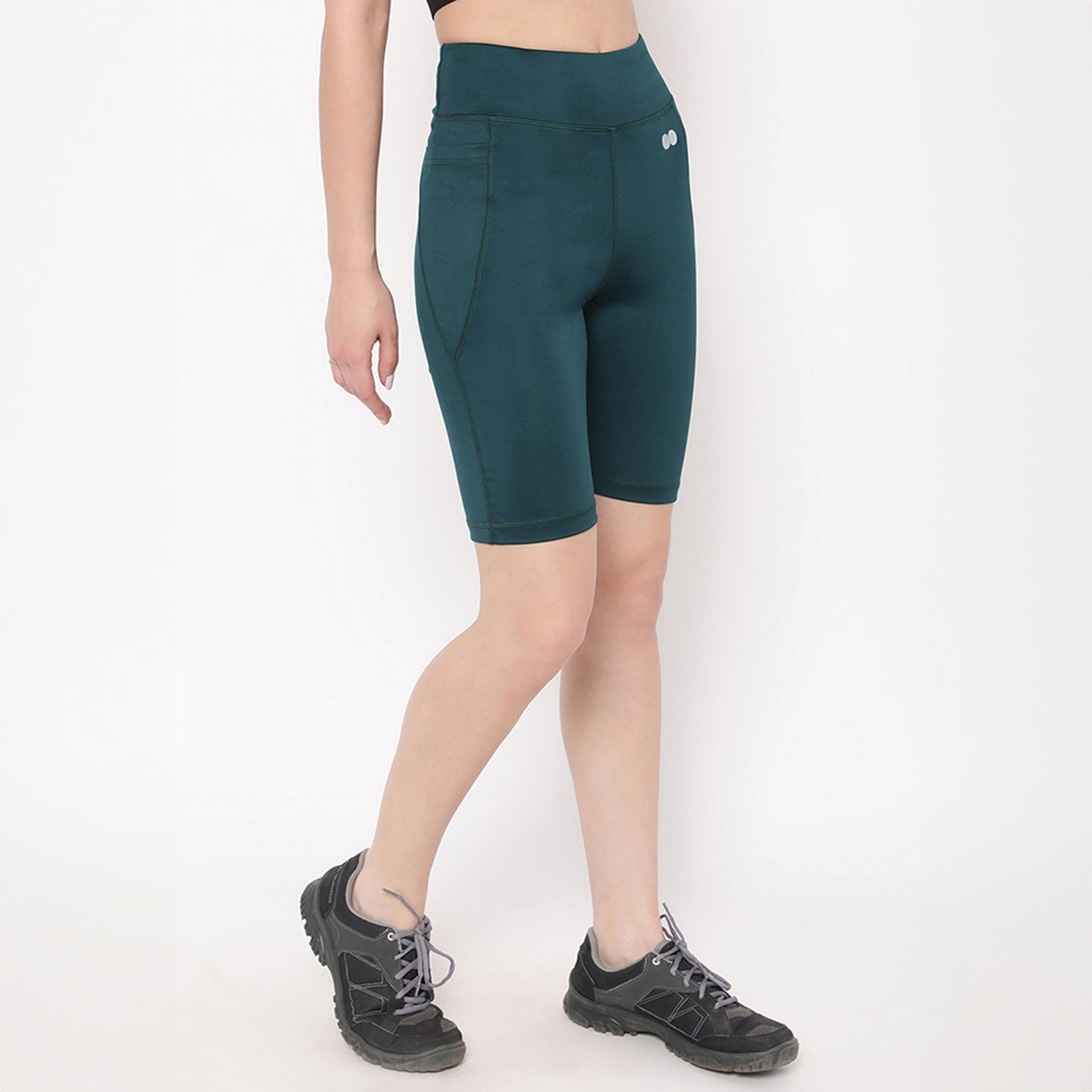 شورت ركوب دراجات بخصر مرتفع مع جيب جانبي - أخضر مائي من كلوفيا-women-clothing-sportswearandactivewear-bottoms-athleticskirtsandshorts-image-3